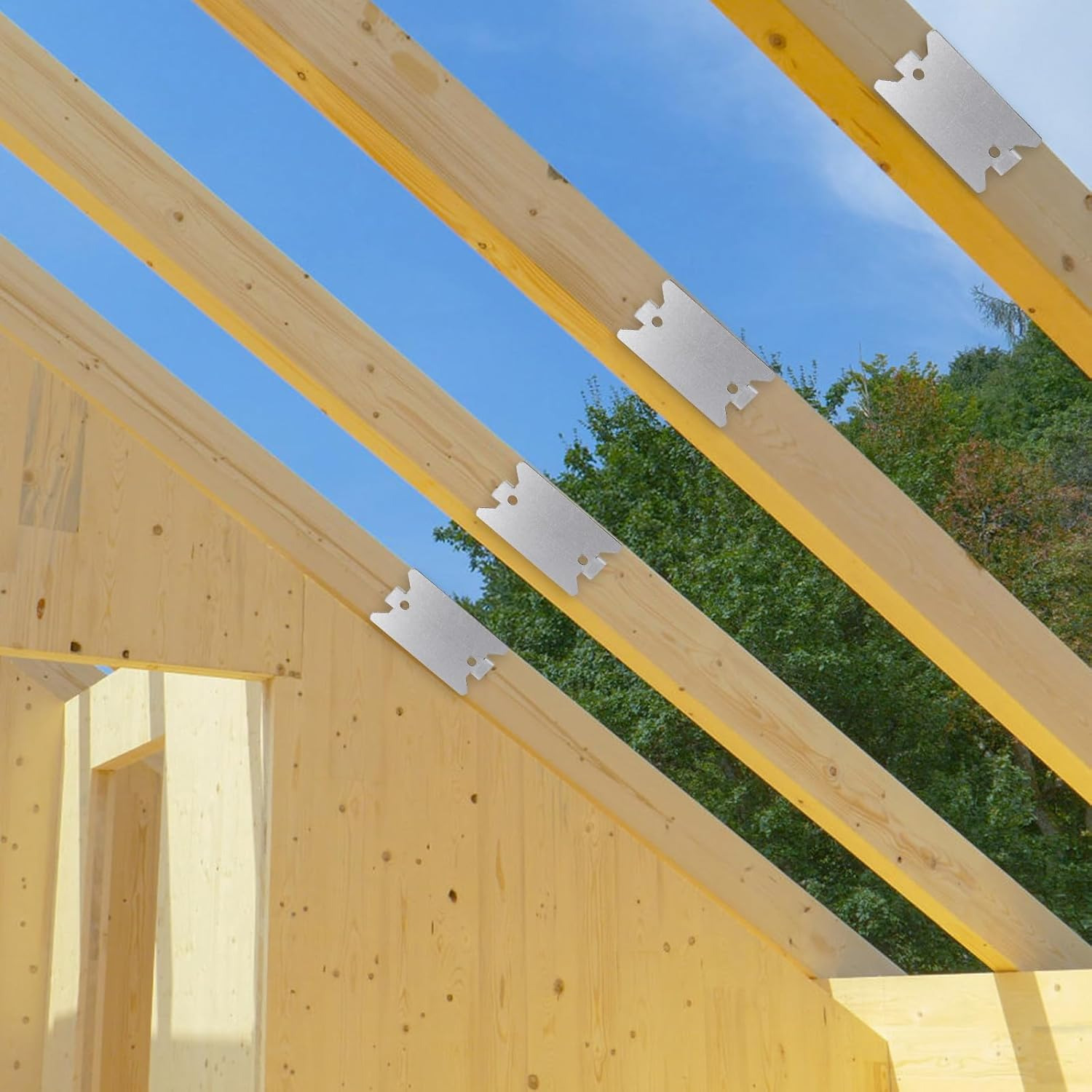 50Pcs Nail Plates for Studs, 2.5X1.5 Inch Strong Steel Nail Plates Electrical Pointed Nails Guards with Nail Holes Anti-Nail Protection Plate for Protecting Pipes Conduits Wires (Silver) image number 4