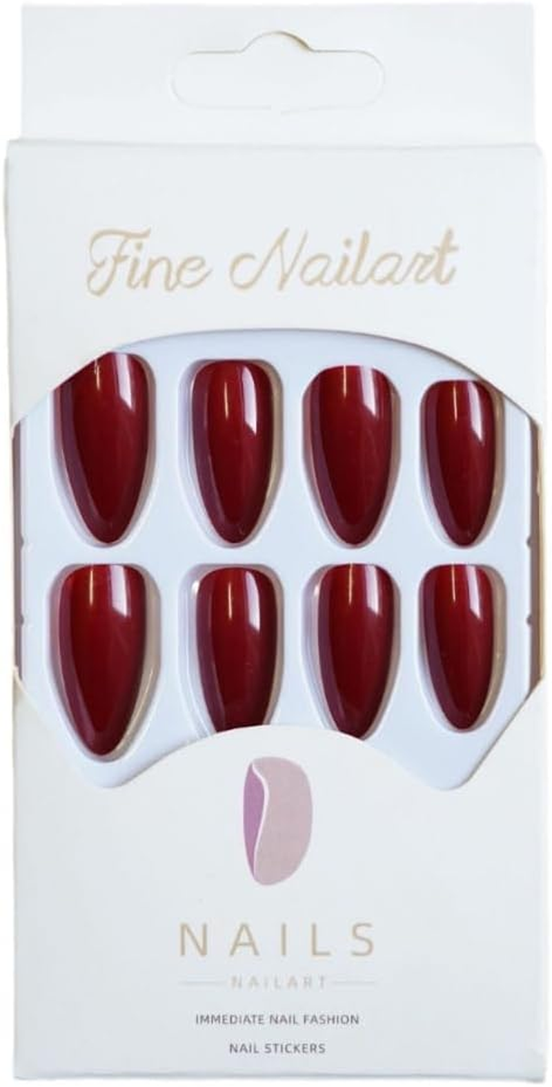 Ztcily French Almond False Nails Long False Nails with Glue for Women Girls Accessories or Gift Idea for Wedding Birthday Christmas Valentine'S Day image number 2