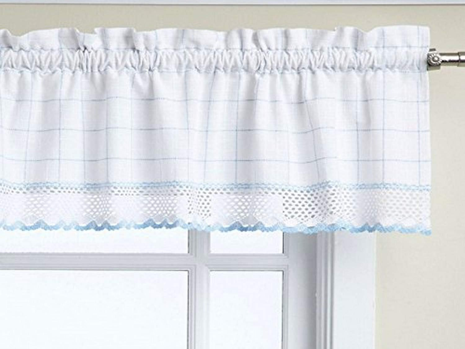 Sweet Home Collection Old World Style Floral Heavy Lace Kitchen Curtain Valance, Hopewell White