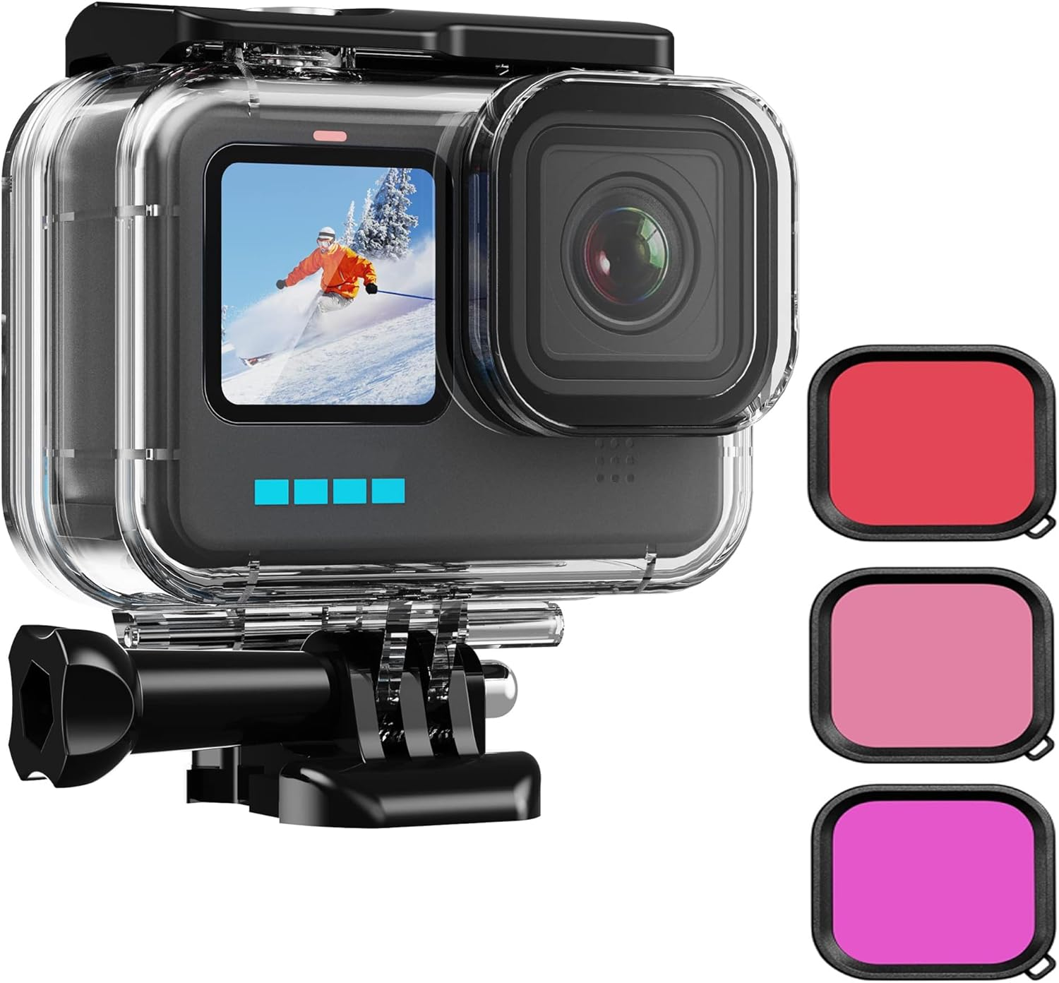 196Ft/60M Waterproof Housing Case for Gopro Hero 13 12 11 10/9 Black, Protective Underwater Dive Housing Shell with Bracket Accessories for Go Pro Hero13 Hero12 11 10 9 Camera with 3Pack Dive Filter image number 2