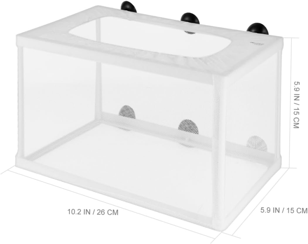 JOINPAYA 2Pcs Large Fish Hatchery Net with Suction Cups for Aquarium Tank, White Isolation Box for Fry Breeding and Juvenile Fish Protection in Aquatic Pet Care image number 1