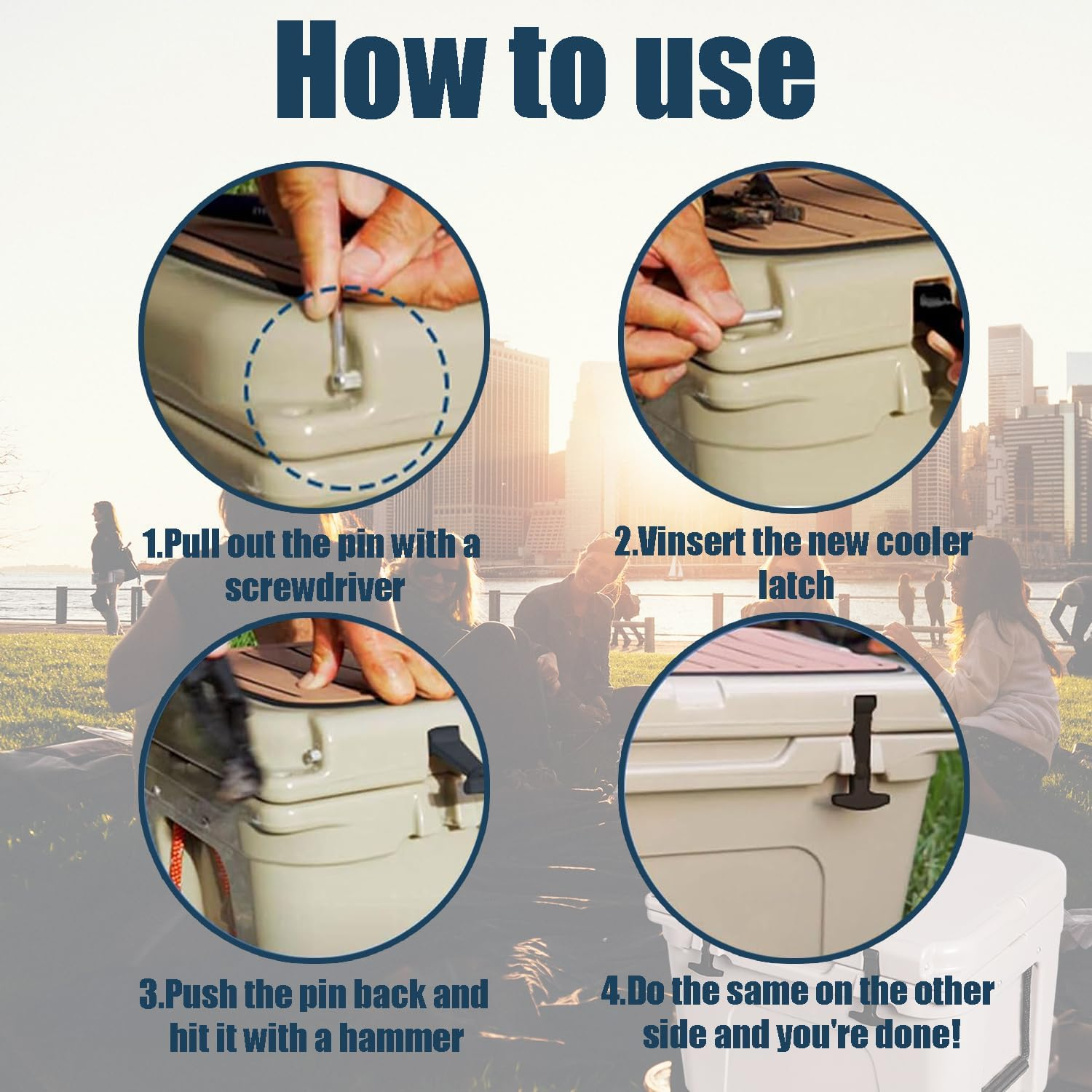 Yeti Cooler Latches 4 Piece Set Black Replacement Latch for Yeti & RTIC Models Durable T-Style Latch Accessories Made from High-Quality Rubber