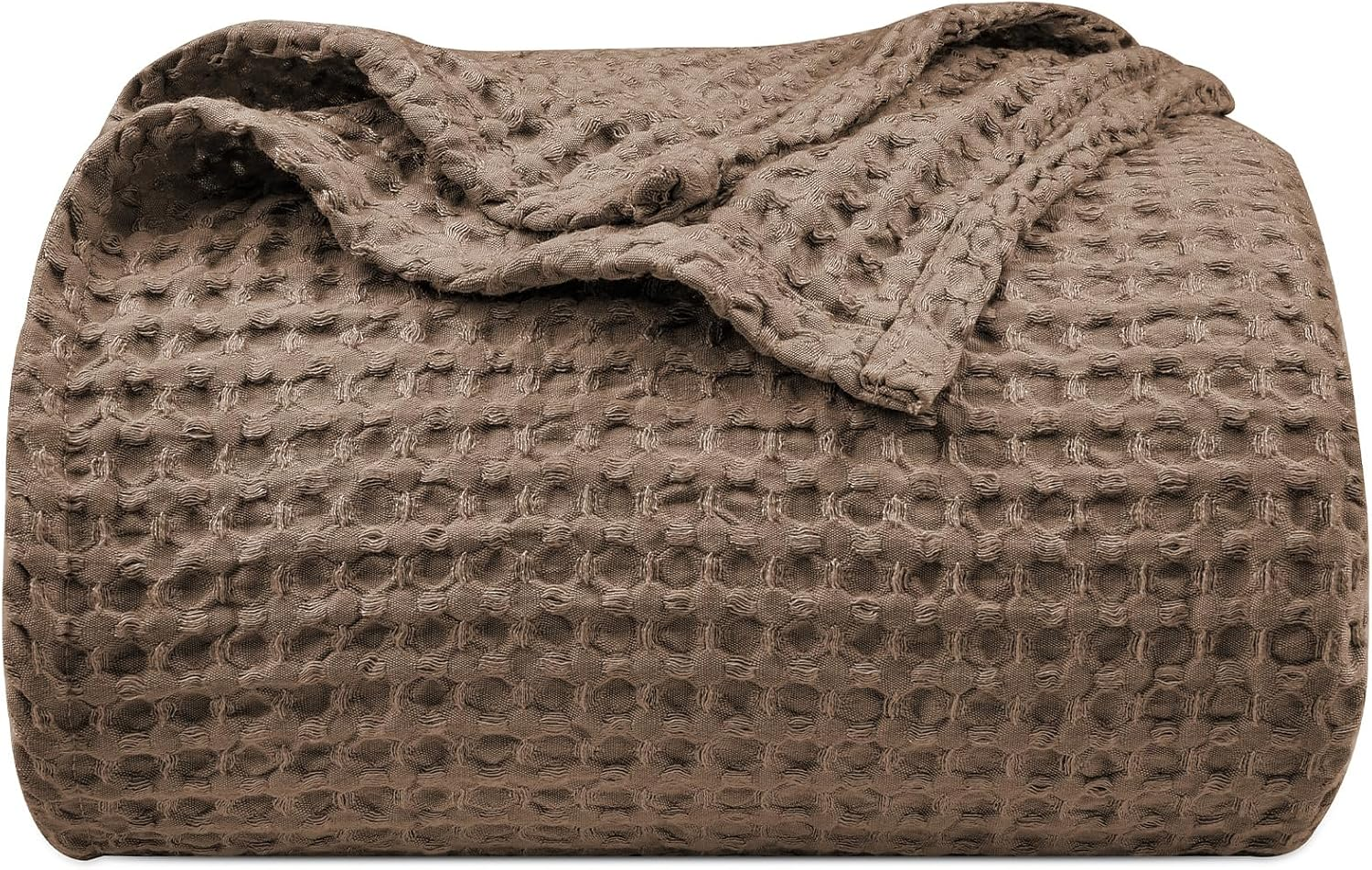 PHF Ultra Soft Waffle Weave Throw Blanket 50"X 60"- Washed Lightweight Breathable Cozy Woven Blanket for Bed - Aesthetic Decor for Couch Bedding Sofa Home Car - Light Khaki/Linen