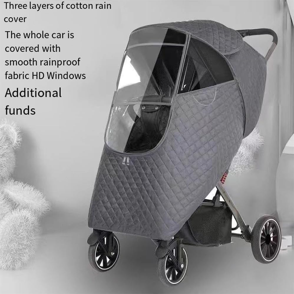 Winter Stroller Weather Cover, Stroller Raincoat, Universal Windshield Cover,Three Layers of Cotton, Two-Way Adjustment, Environmentally Friendly Material, Comfortable and Breathable image number 2