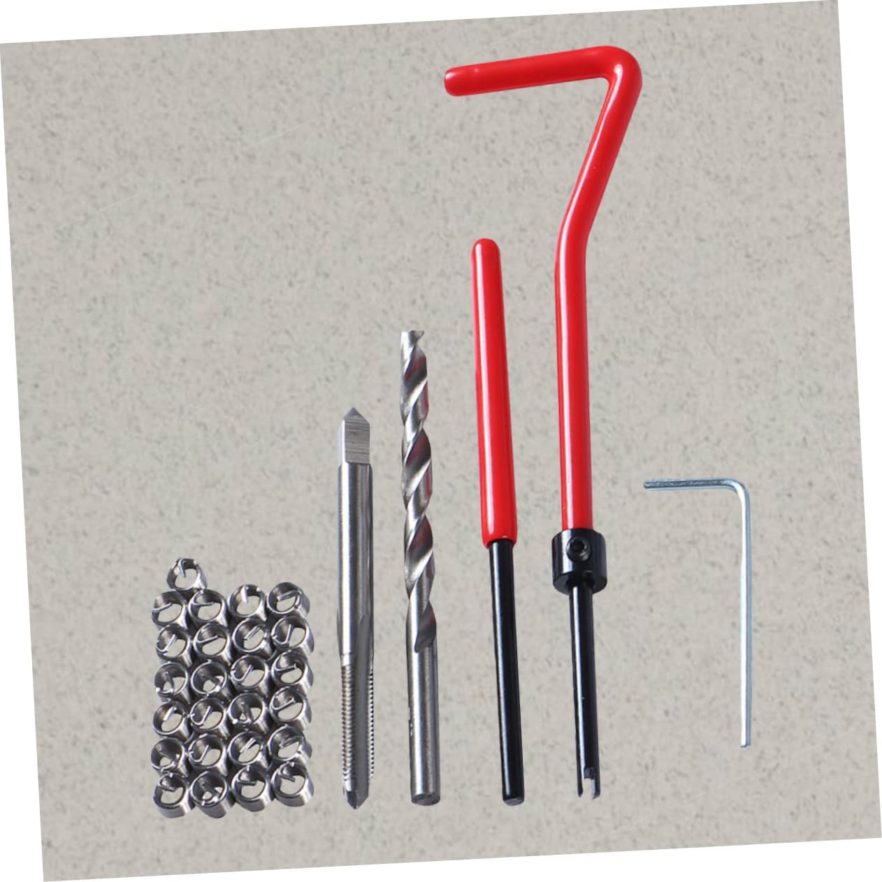 Ibasenice 30-Pcs M5 Thread Repair Tool Helicoil Insert Kit Red Metric Thread Insert for Automotive and Repair Equipment image number 5