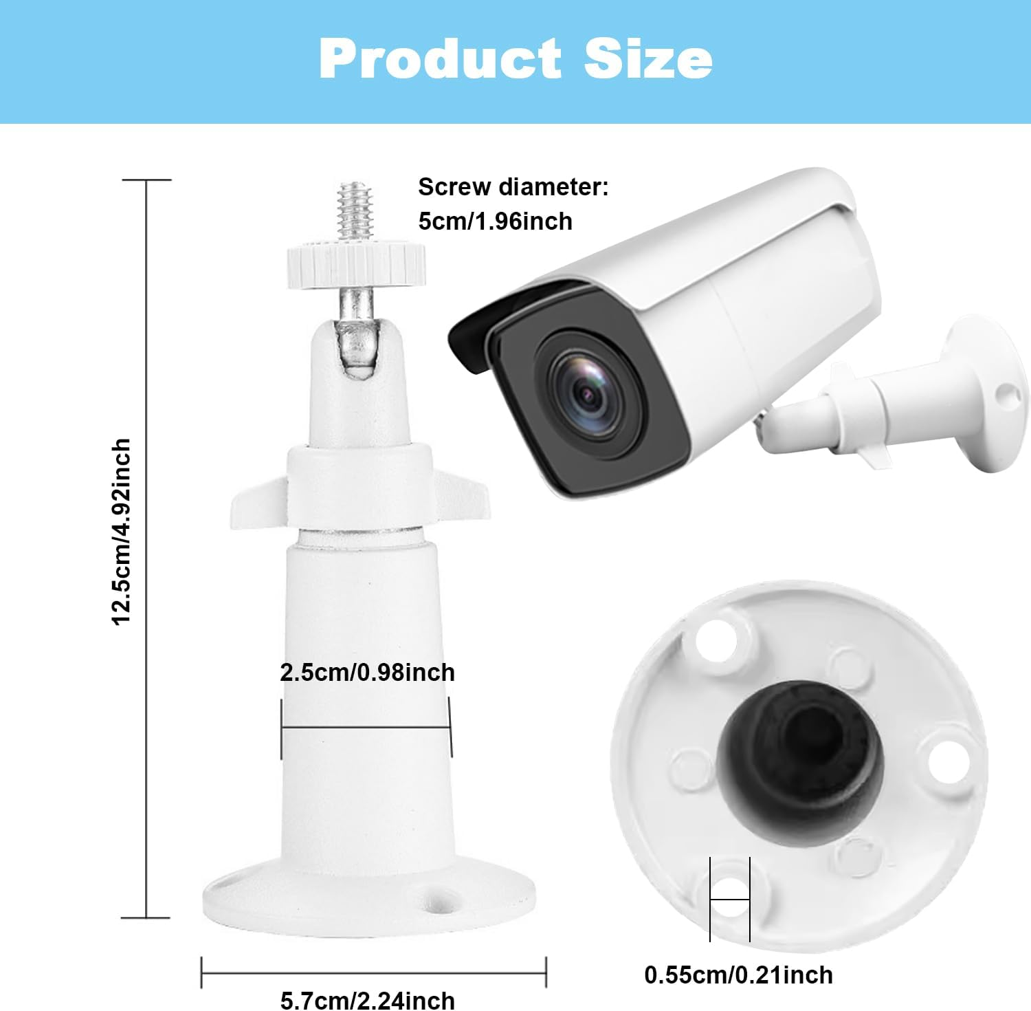 GIOD 2-Pack Camera Wall Mount Bracket, 360&deg; Adjustable Aluminum Mount Compatible with Arlo Pro 2/3/Ultra, Universal 1/4" Screw image number 3