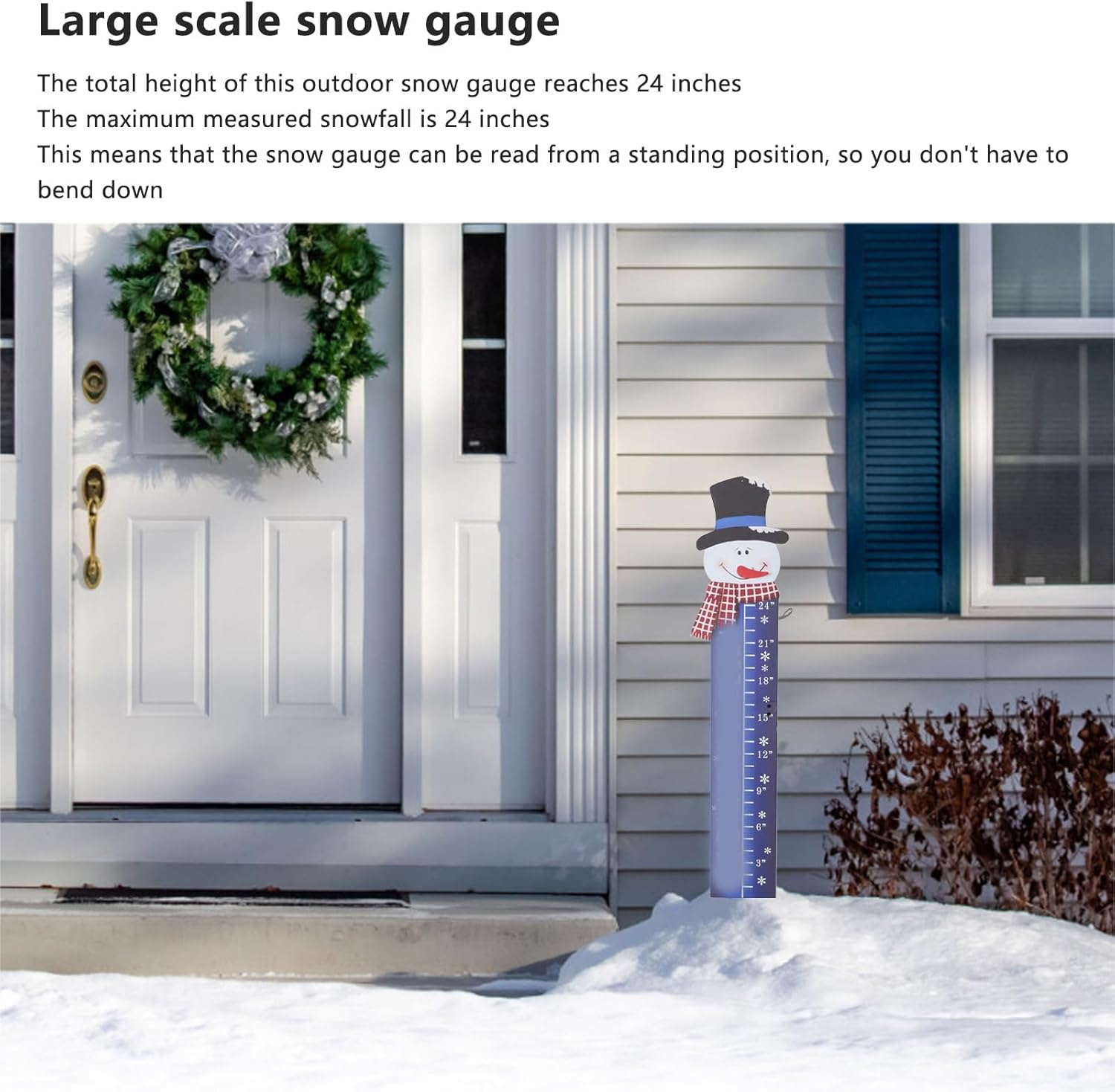 Snow Gauges Outdoor, 24 Inch Snowfall Measuring Gauges, Winter Snowflake Metal Ruler, Handmade Metal Snow Measuring Stick Snow Gauges for Yard, Christmas Rain Gauges Outdoor image number 3