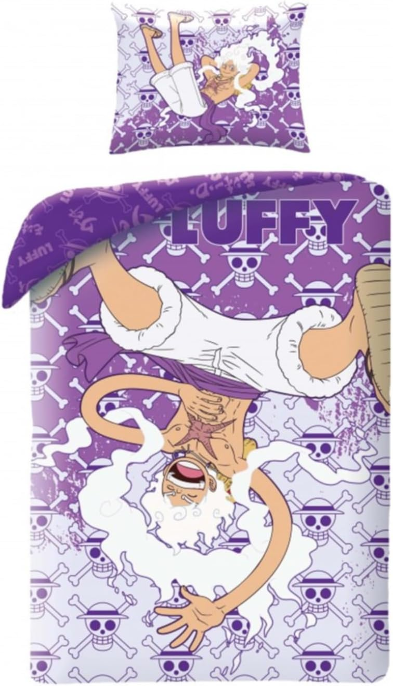 Halantex One Piece Monkey D. Luffy Gear 5 Duvet Cover 140 X 200 Cm with Pillowcase 70 X 90 Cm - 100% Polyester, Multi-Colour