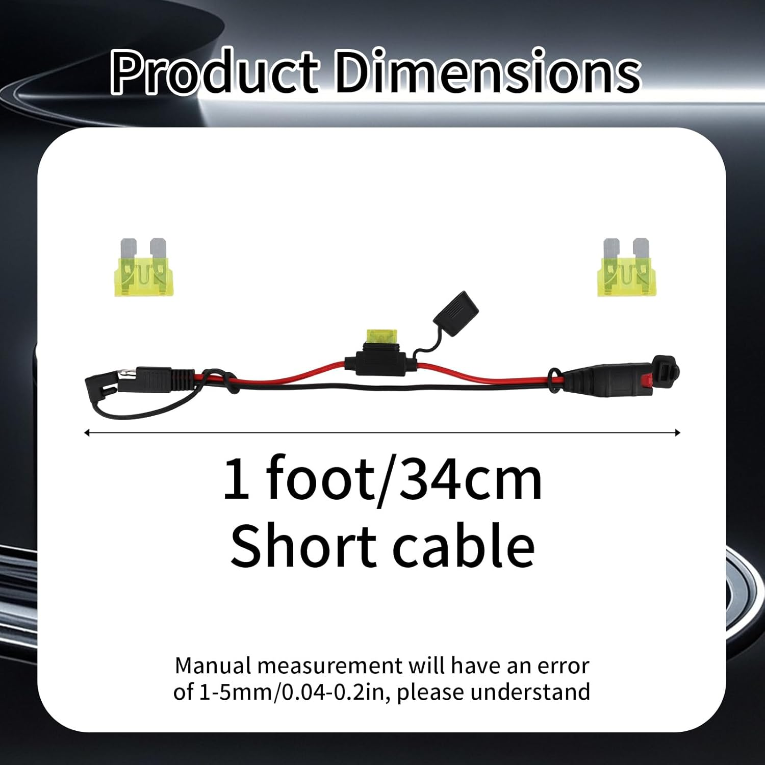 BTFO 1Ft/34Cm SAE SAE Extension Cable, 14AWG Heavy Duty Waterproof Extension Cord with 20A Fuse Compatible with NOCO Genius Smart Battery Chargers for Motorcycle ATV Truck & Car, No Tool Require image number 6