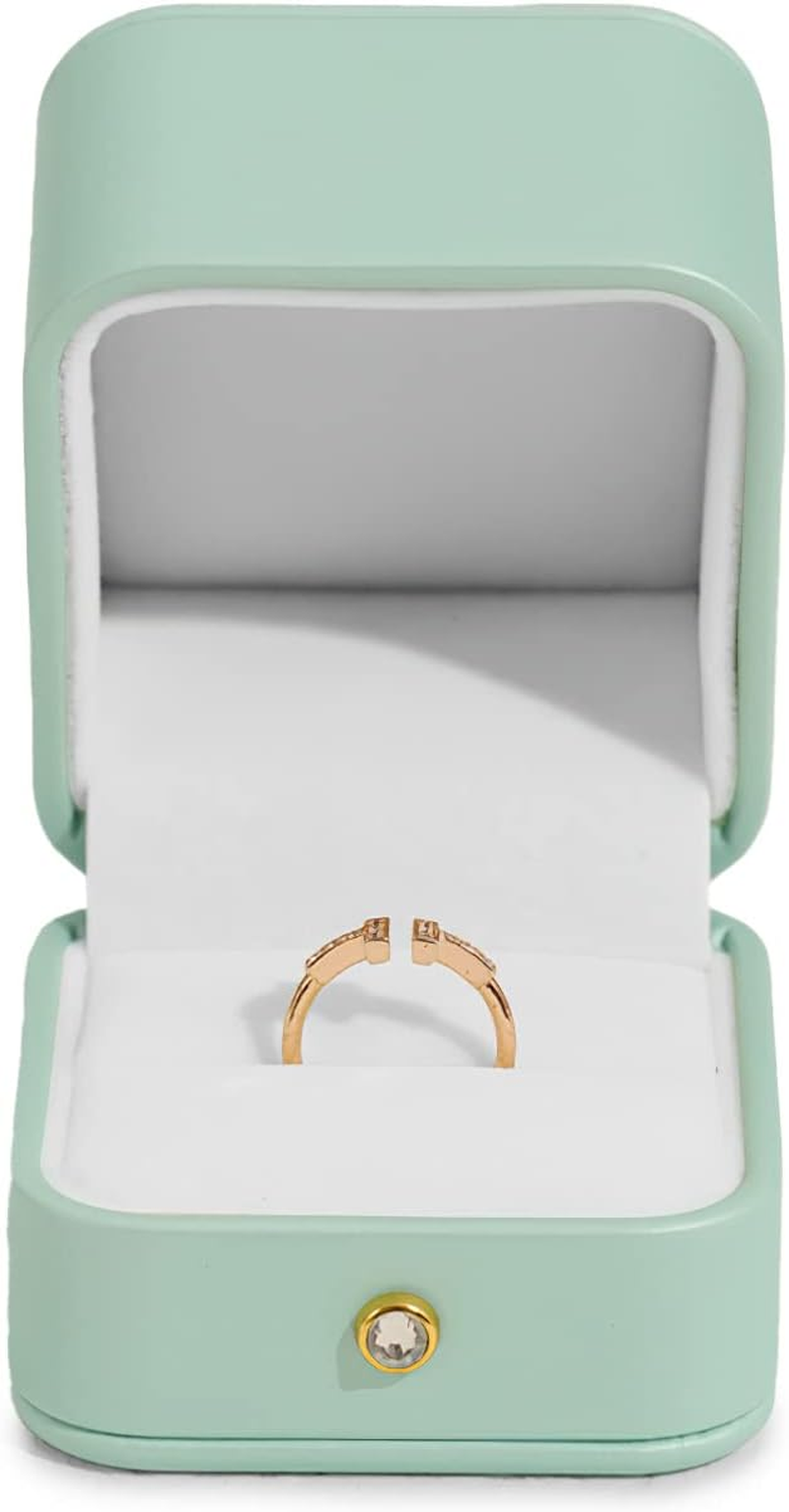 Woodten Leather Ring Box Engagement Leather Jewelry Box for Valentine'S Day Anniversary