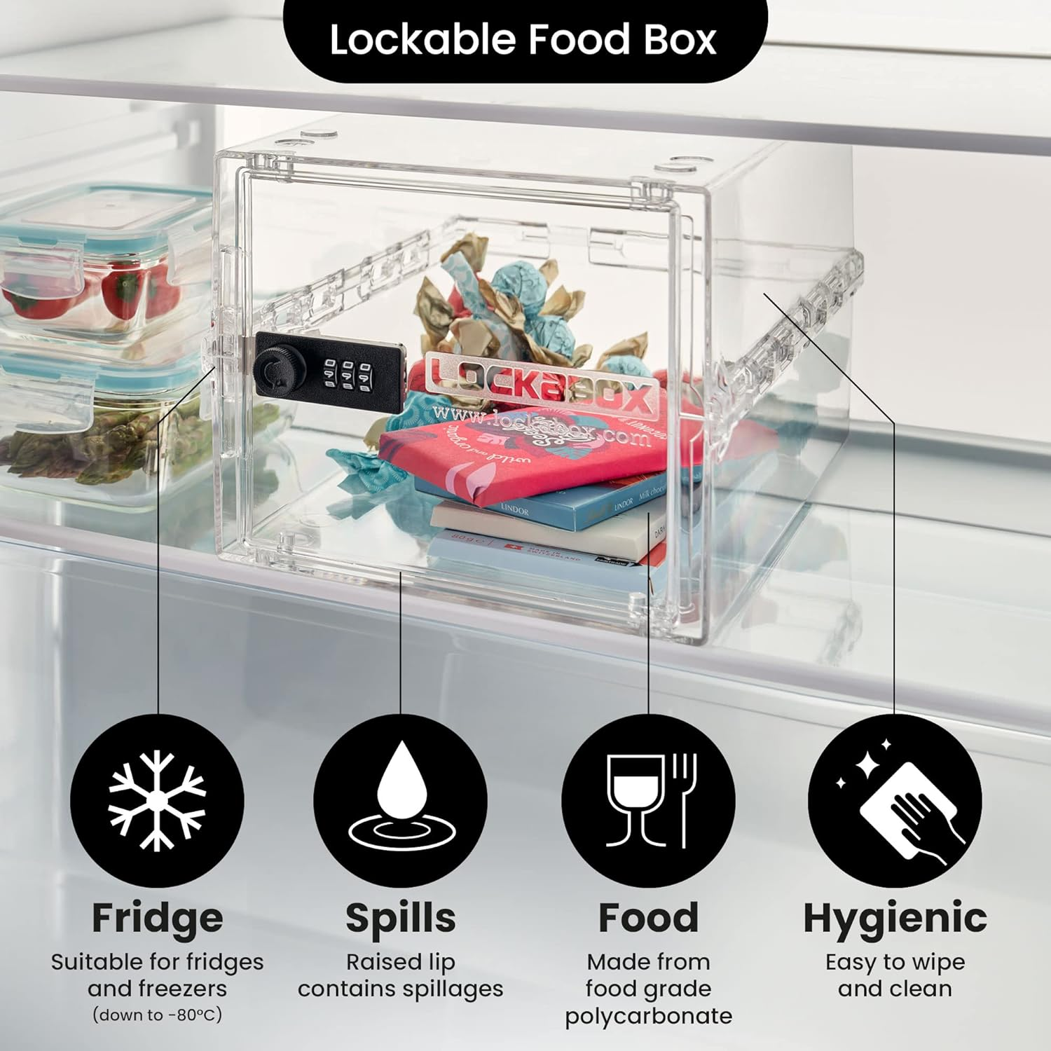 Lockabox One&trade; | Compact and Hygienic Lockable Box for Food, Medicine, Tech and Home Safety (Crystal) image number 6