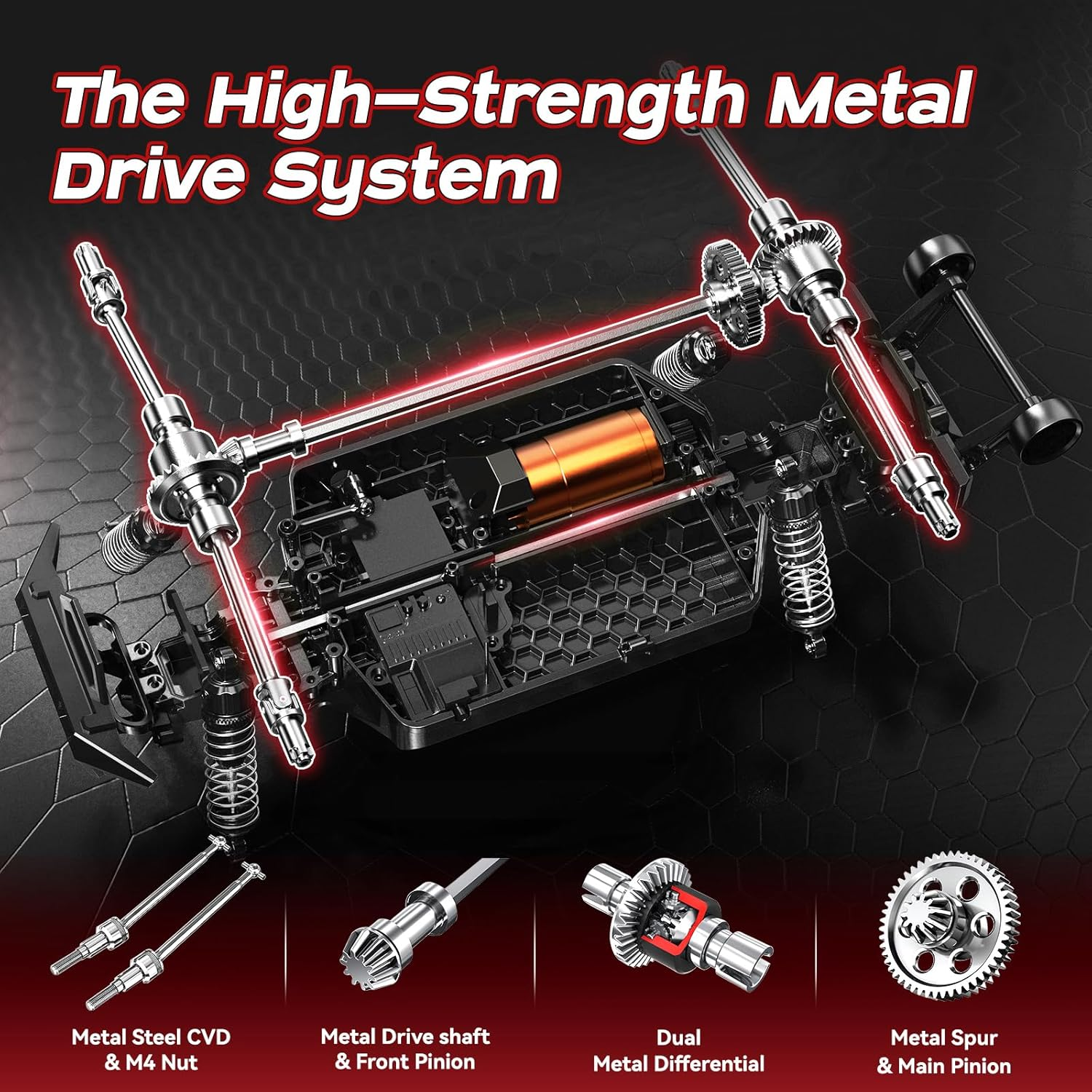 1/14 Brushless RC Car for Adults and Boys, Full Roll-Cage Frame, 4WD High-Speed 50 Km/H, All-Terrain Remote Control RC Truck with Two 2S 1500 Mah Lipo Batteries, Compatible with 3S Lipo image number 1