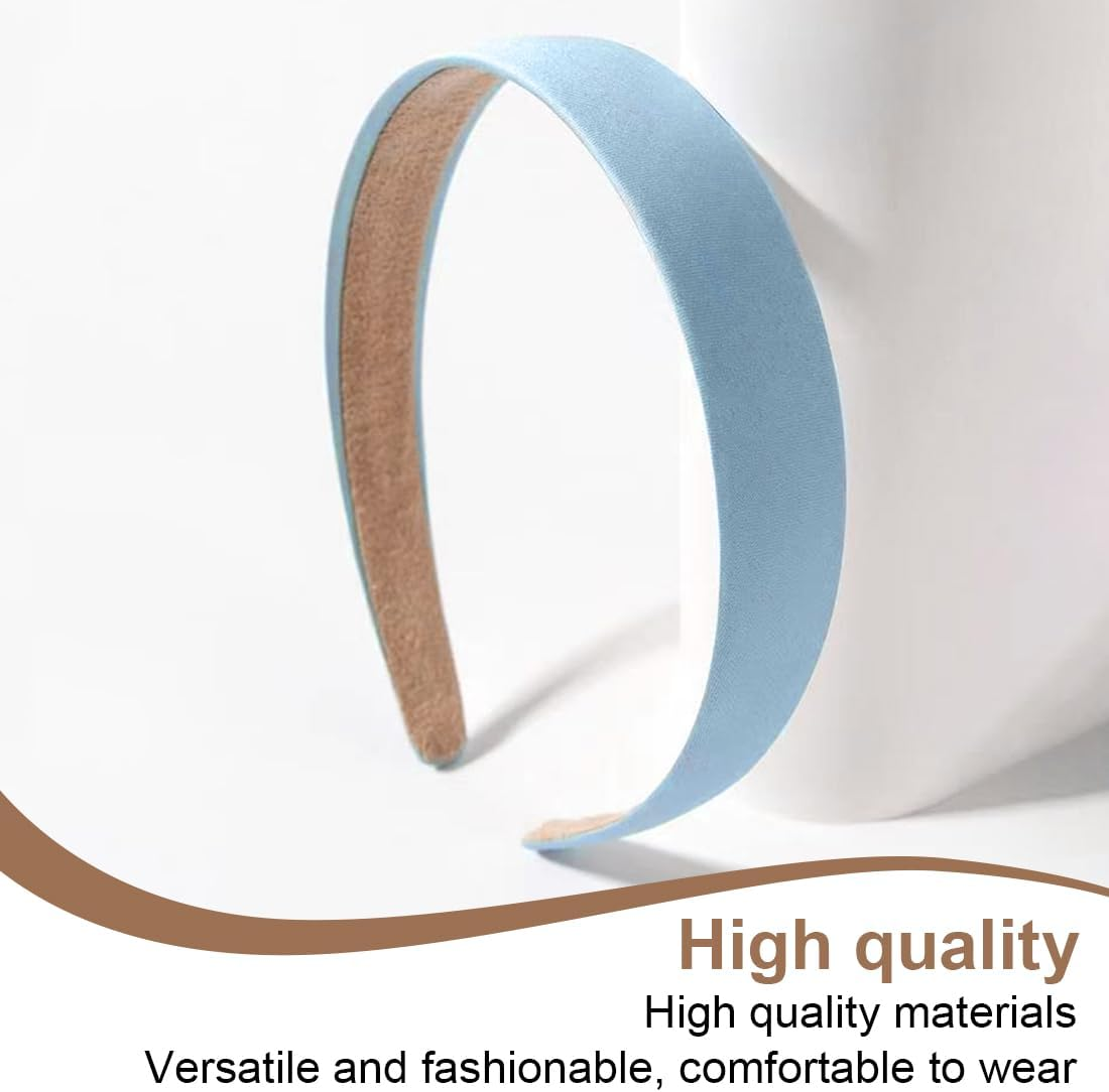 Tomedeks Pack of 3 Headbands for Women, Velvet Headband, Blue Hair Band, Faux Leather Headband for Women and Girls, Hard Plastic Headband, Plain, Thin Hair Bands (3 Colours) image number 2