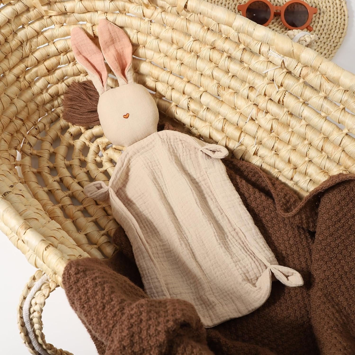 Insular Muslin Baby Lovey Security Blanket Soothing Towel (Khaki) image number 6