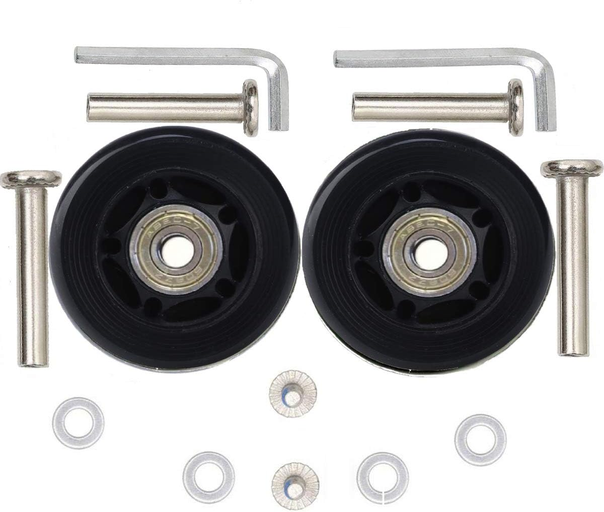 1 Pair Luggage Wheel Replacement 64 * 18Mm(2.48"X0.7") with 8Mm(0.31") Bearings 35Mm 40Mm Axles Wrenches Repair Set for Suitcase and Inline Outdoor Skate image number 1