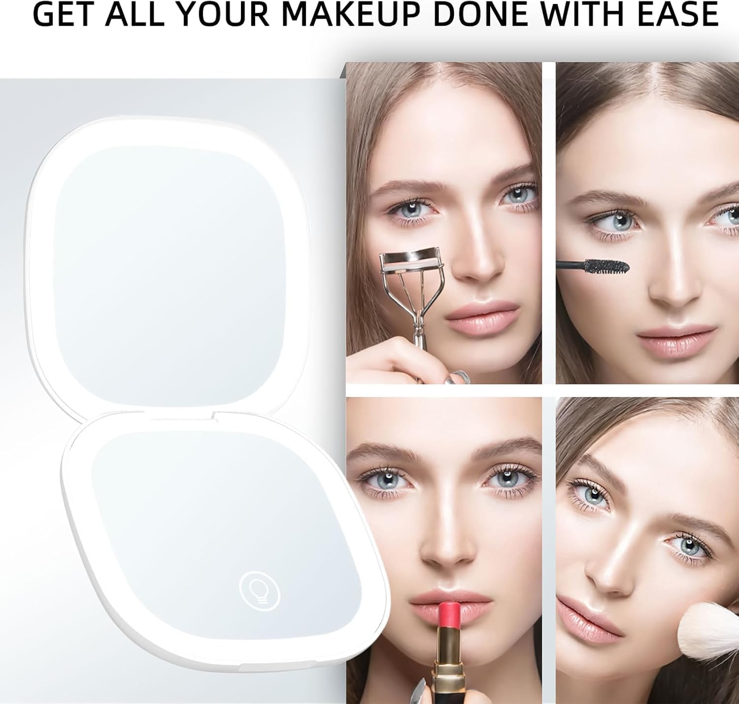 Compact LED Magnifying Travel Makeup Mirror 1X/3X Travel Mirror Makeup Mirror Vanity Mirror Make up Mirror with Lights Precision Tweezers Pimple Popper Blackhead Remover Tool Blackhead Remover image number 3