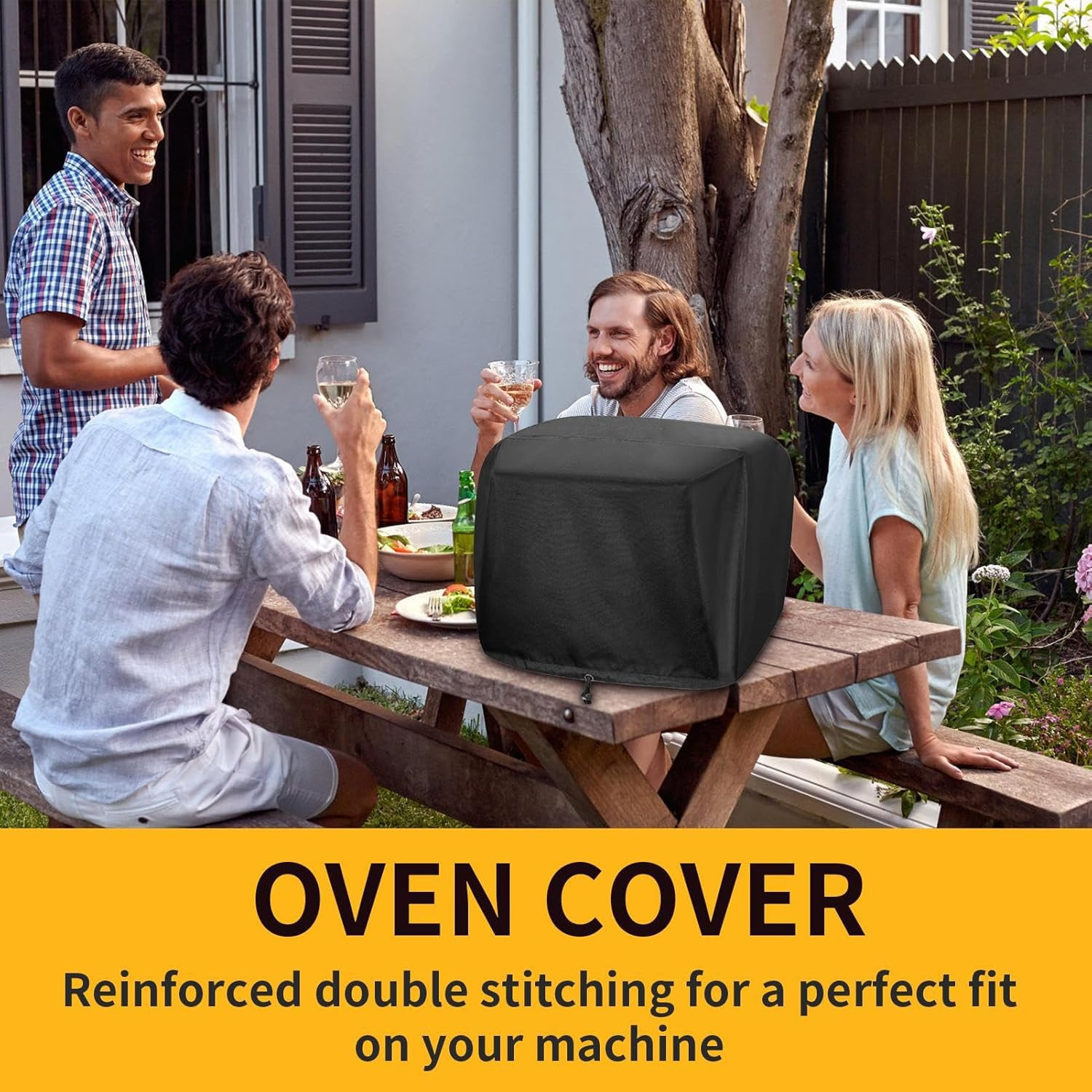 BBQ Grill Cover - Small Appliance Covers | Adjustable Drawstring Waterproof Heavy Dust Jacket Protection for Kitchen Outdoor Cooking outside Table image number 6