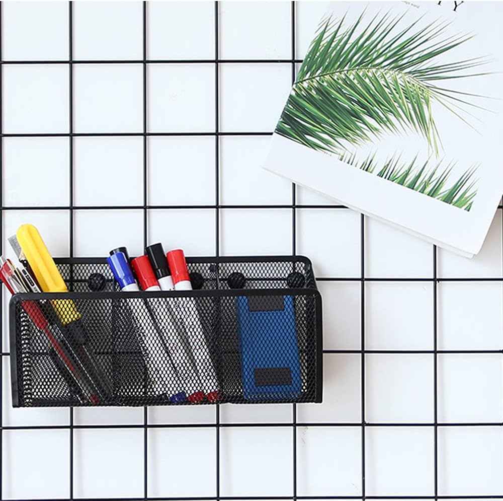 Magnetic Pen Holder Net, Magnetic Basket, Magnetic Storage Baskets, Mesh Marker Pen Holder, for Whiteboard, Fridge, Office Material (3 Knots) image number 6