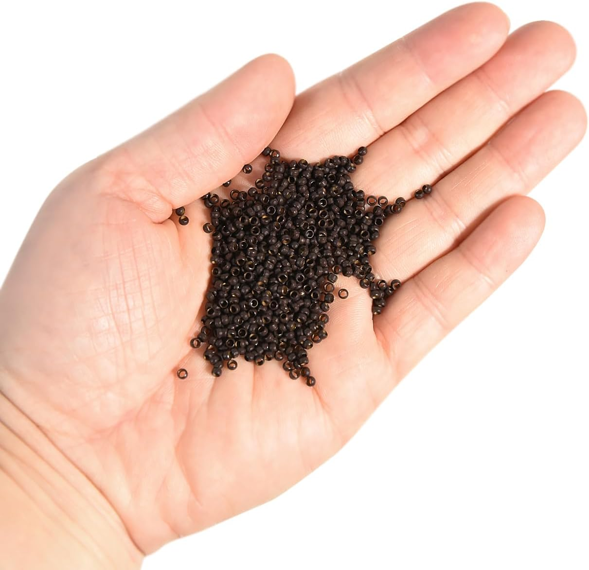 500 Pcs 2.5Mm Copper Nano Rings Micro Beads Micro Tubes Ring Beads for Nano Tip Hair Extensions (Dark Brown) image number 5