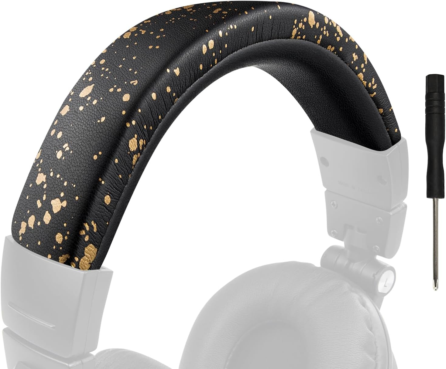 SOULWIT Protein Leather Headband Cover for Audio Technica ATH M50, M50X, M50XWH, M50XBT, M50XBT2, M50S/LE Headphones, Replacement Headstrap Pad Repair Part (Black)