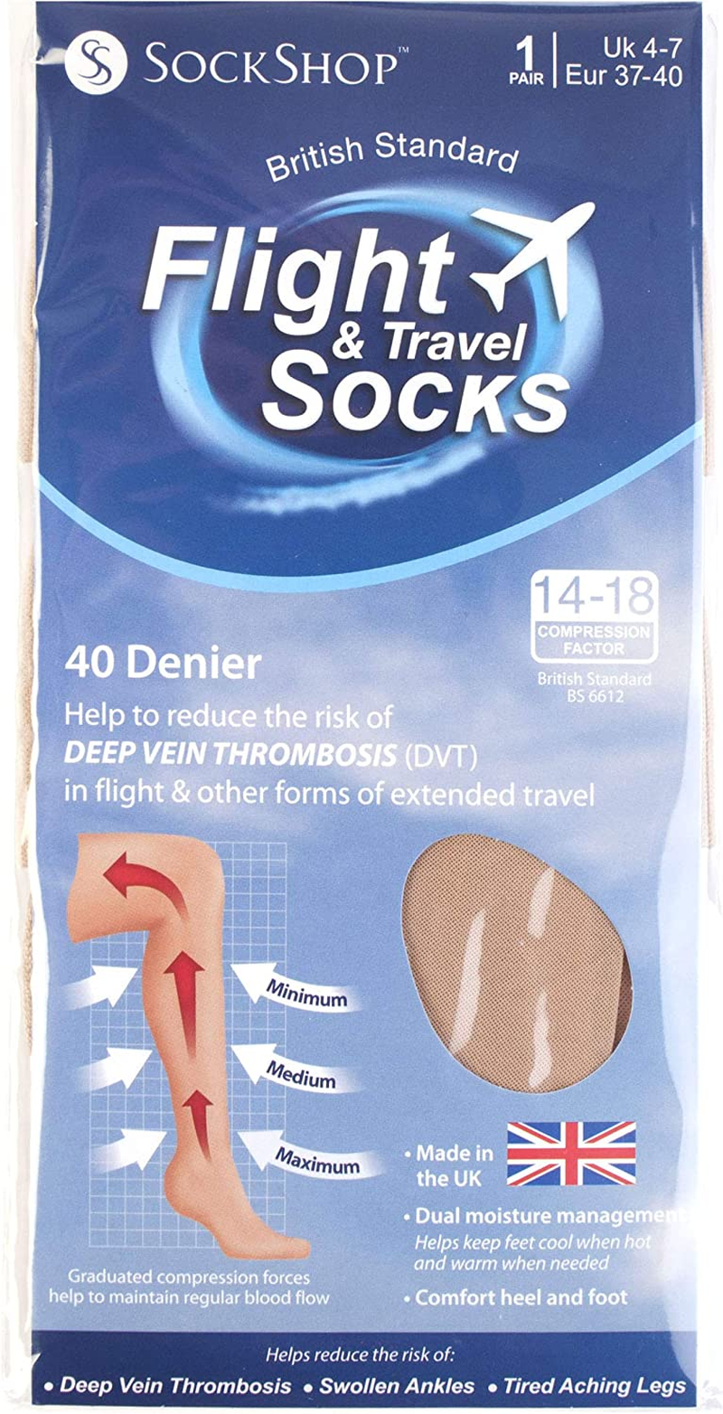 IOMI Footnurse | Sockshop | Flight and Travel Compression Socks | 40 Denier | 18Mmhg at an Ankle Circumference of 24Cm | Women'S Size 4-7UK / 5-8US / 37-40EU | British BS6612:2018 - Bone image number 7