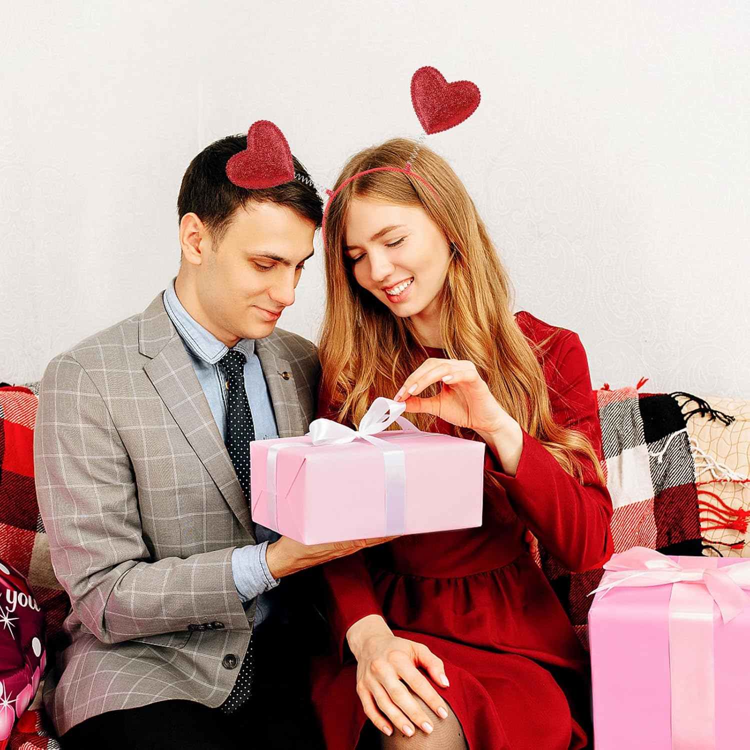 Red Heart Headband, Valentine'S Day Heart Headband, Cupid, Hair Band Heart Red Accessories, Glitter Hearts Headband, Cupid Costume Women, Heart Queen Head, for Fancy Dress Party, Valentine'S Party image number 6