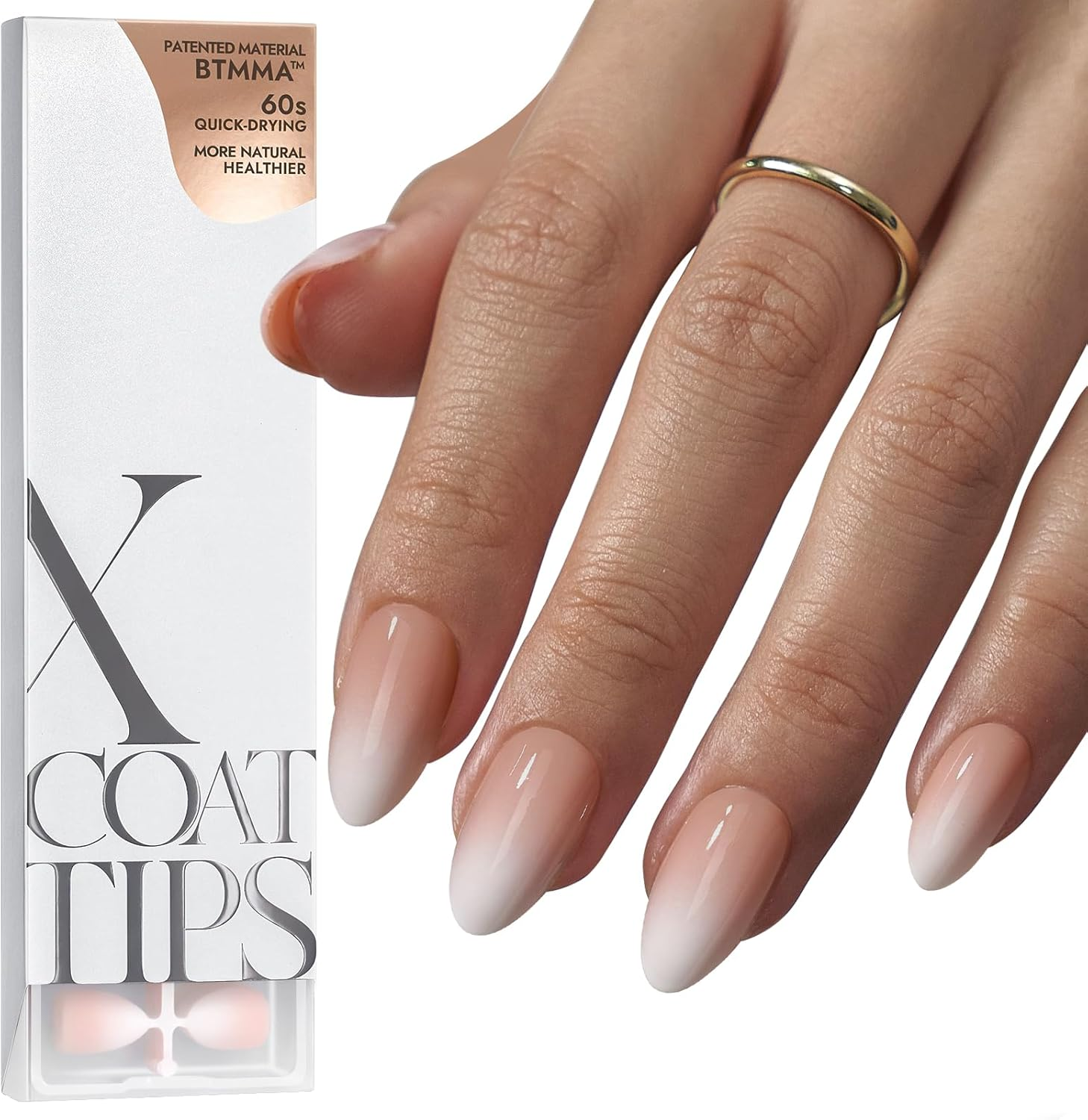 Btartboxnails XCOATTIPS Ombre Nails - Short Almond Press on Nails, 160Pcs 16 Sizes Nude Press on Nails Peach, Soft Gel Nails False Nail, Soak off Acrylic Fake Nails Extensions image number 2