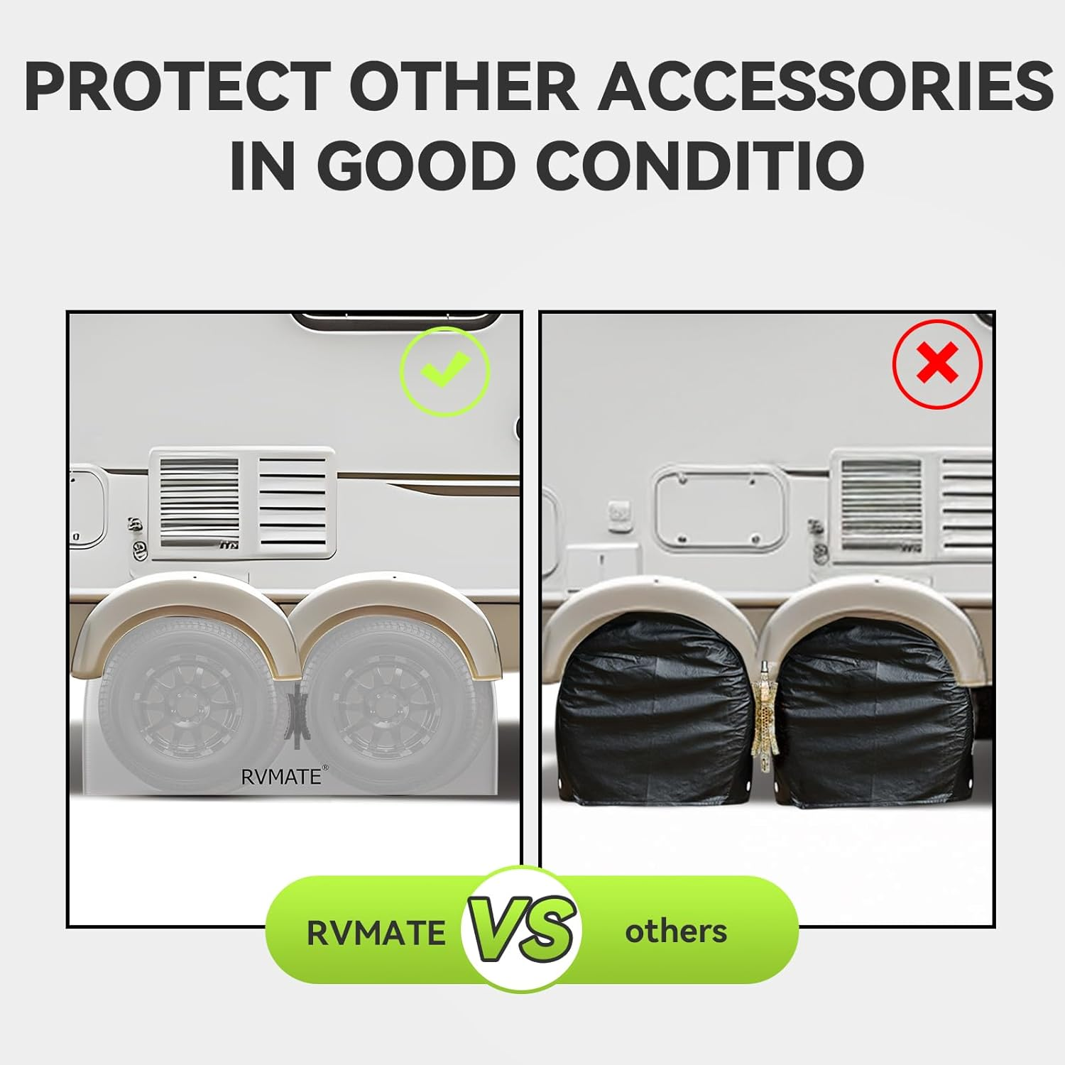 RVMATE RV Tire Covers, Dual Axle Wheel Cover (2 Pack) Fits 30"-33" Diameter Tires, Waterproof Anti-Uv 420D Oxford Silver Dual Tire Covers RV Accessories for Rv/Truck/Trailer image number 3