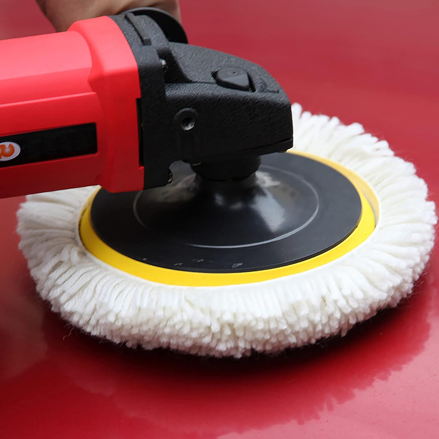 Fasmov 3 Pack Wool Polishing Pad 7" Wool Hook & Loop Grip Buffing Pad for Compound Cutting & Polishing image number 2