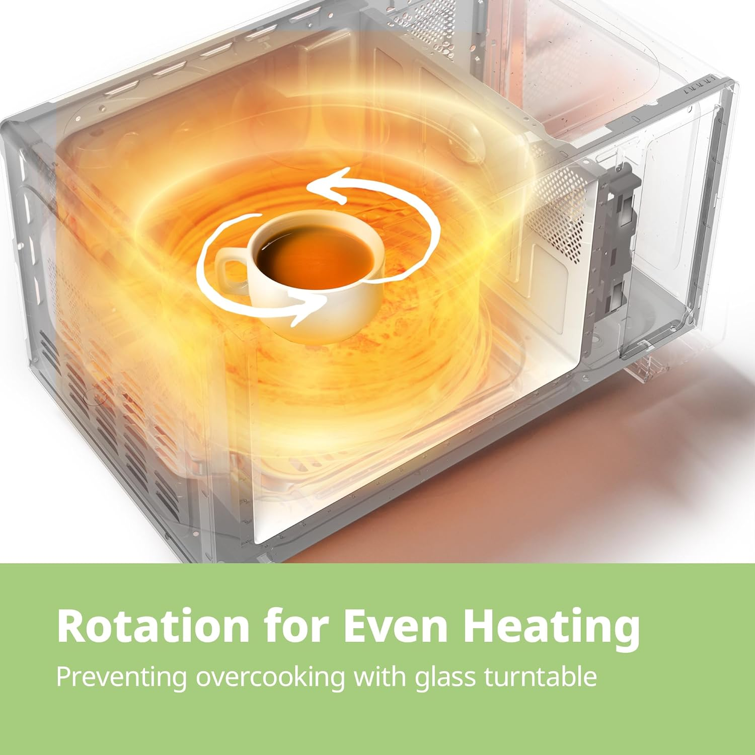 COMFEE' 700W 20L White Microwave Oven with 5 Cooking Power Levels, Quick Defrost Function, and Kitchen Manual Timer - Compact Design CM-M202CC(WH) - White image number 6