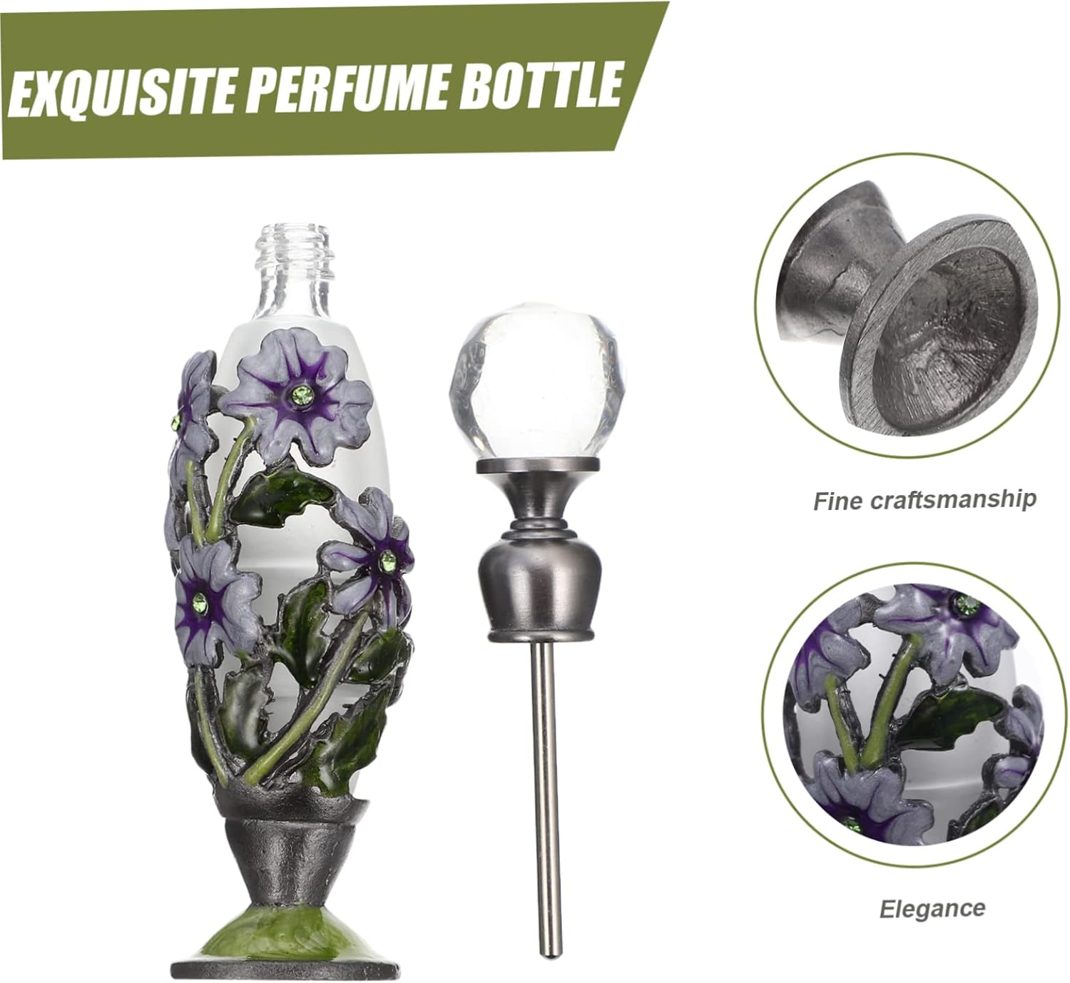 Yardenfun Glass Essential Oil Bottle Curly Hair Perfume Atomizer Leakproof Roller image number 1