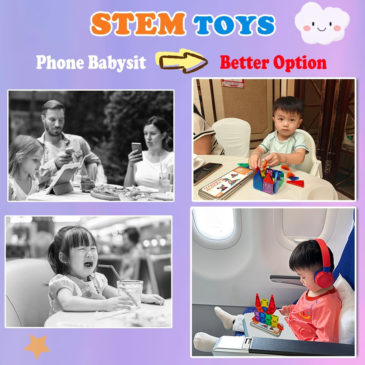 Piraar,26Pcs Mini Magnetic Tiles,Travel Friendly Portable Magnetic Building Tiles, Metal Storage Case, STEM Toys for Ages 3+,Travel Magnetic Tiles for Kids, Educational&Safe