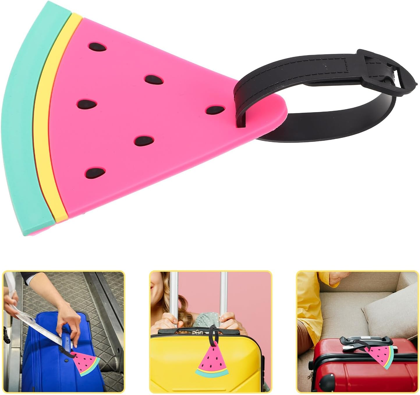 ULDIGI Watermelon Shaped Luggage Tags PVC Travel Bag Id Labels Cute Fruit Baggage Tags for Suitcases Backpacks and Keychains Stylish Beach Travel Essentials image number 6