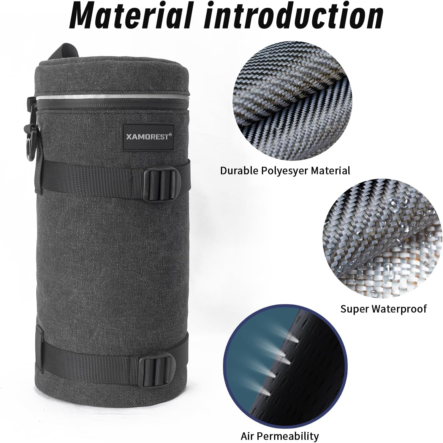XAMOREST Camera Lens Case Lens Bag Compatible (5.51" X 14.56"(Canvas, Black)) image number 3