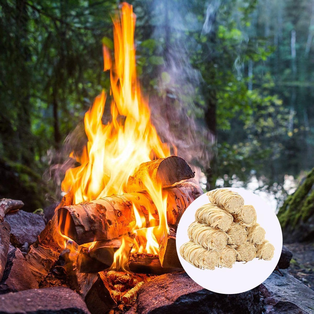 40 Piece Fire Wood Color About:5X2Cm for Fireplace, Stove & Wood, Fire Pit,Smoker, Bbq,Chimney, Pizza Oven image number 3