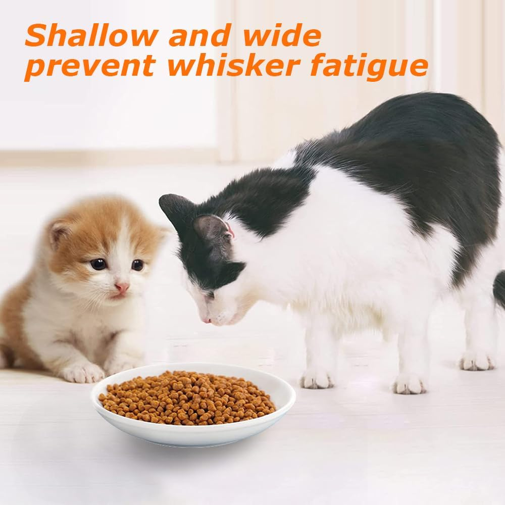 Cat Food Bowls,Fishbone Dish,Ceramic Cat Plate,Cute Fish Bone Design,Cat Dishes with Non Slip Silicone Bottom,Shallow Wide Kitten Plates,For Dry and Wet Food image number 3