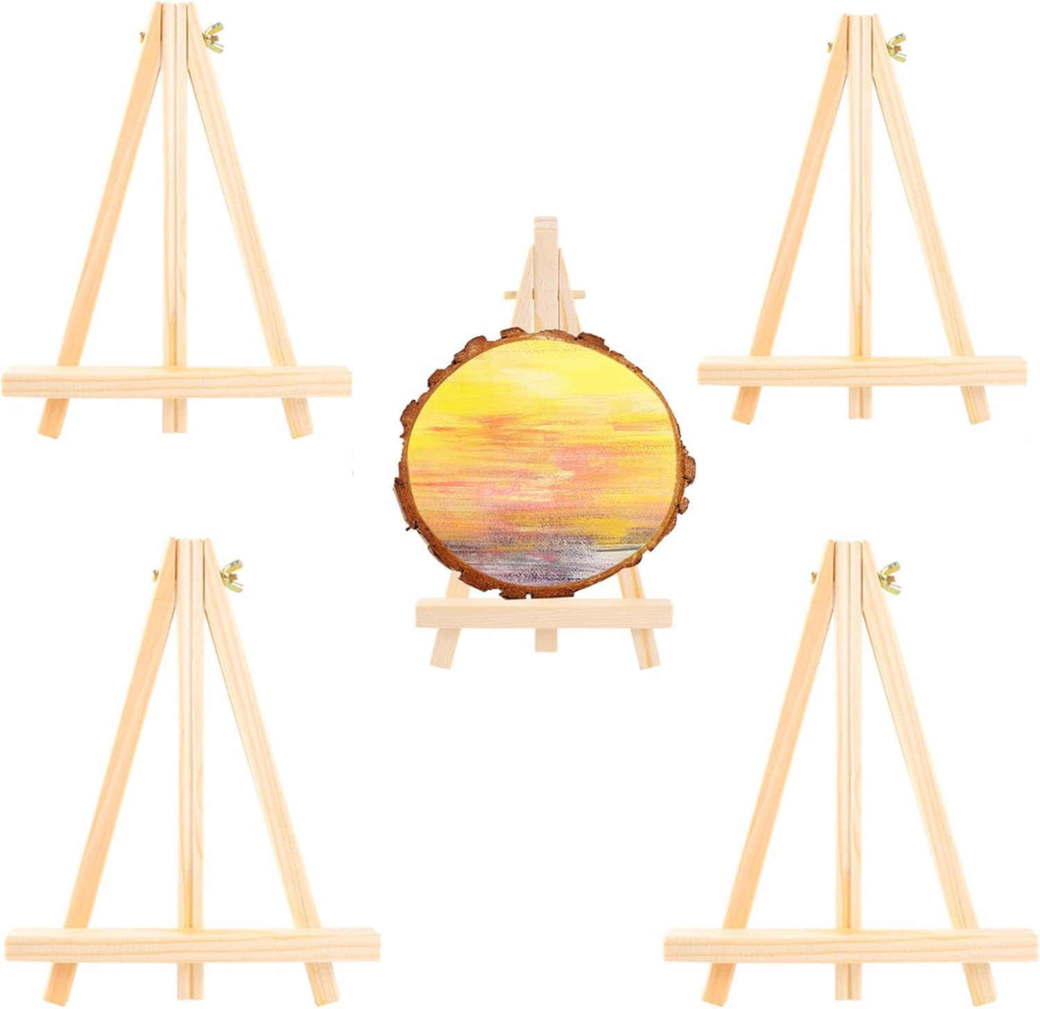 9 Inch Wood Easels, Mini Wood Easels for Painting Canvases, Art, Crafts, Tripod Easel Stand Kids Student Tabletop Easels for Painting(4Pcs) image number 5