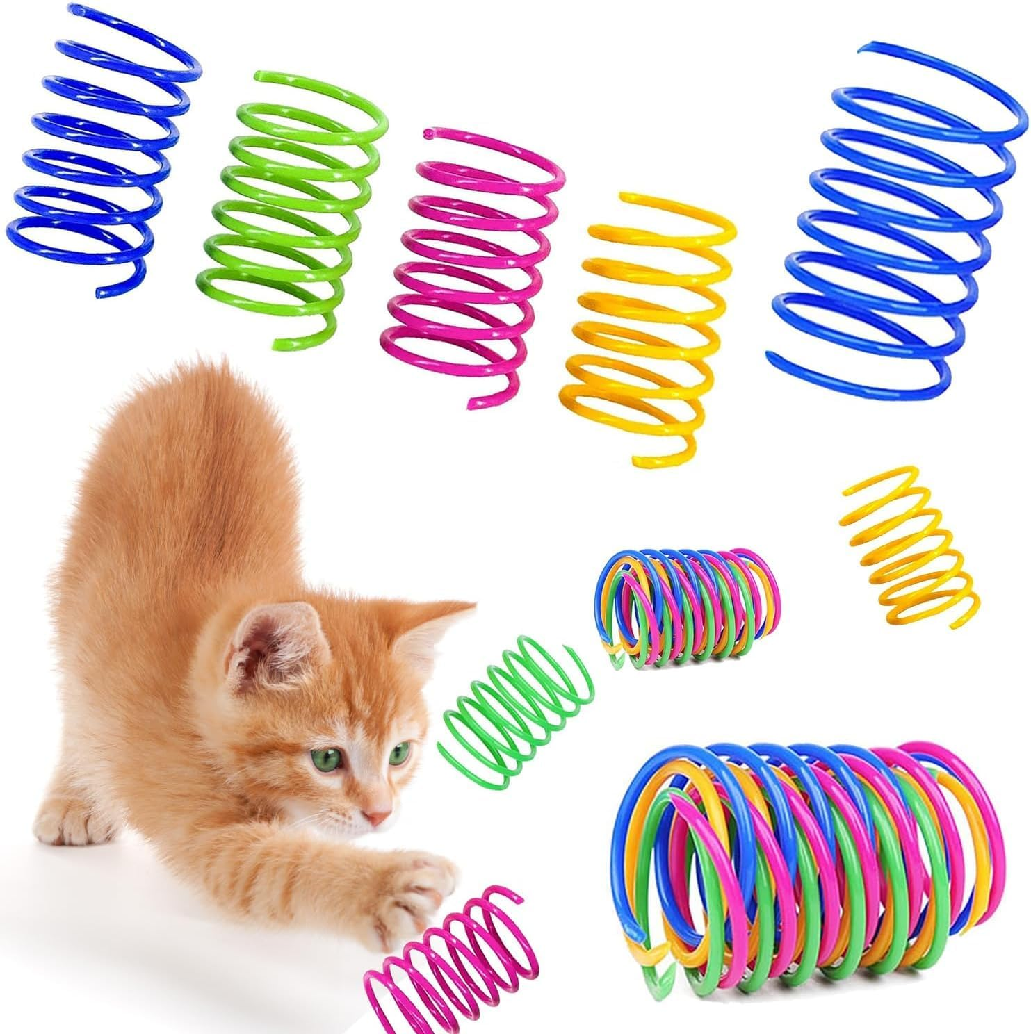 Mumoo Bear Cat Spiral Spring, 12 Pc Cat Creative Toy to Kill Time and Keep Fit Interactive Cat Toy Sturdy Heavy Plastic Spring Colorful Springs Cat Toy for Swatting, Biting, Hunting Kitten Toys image number 2