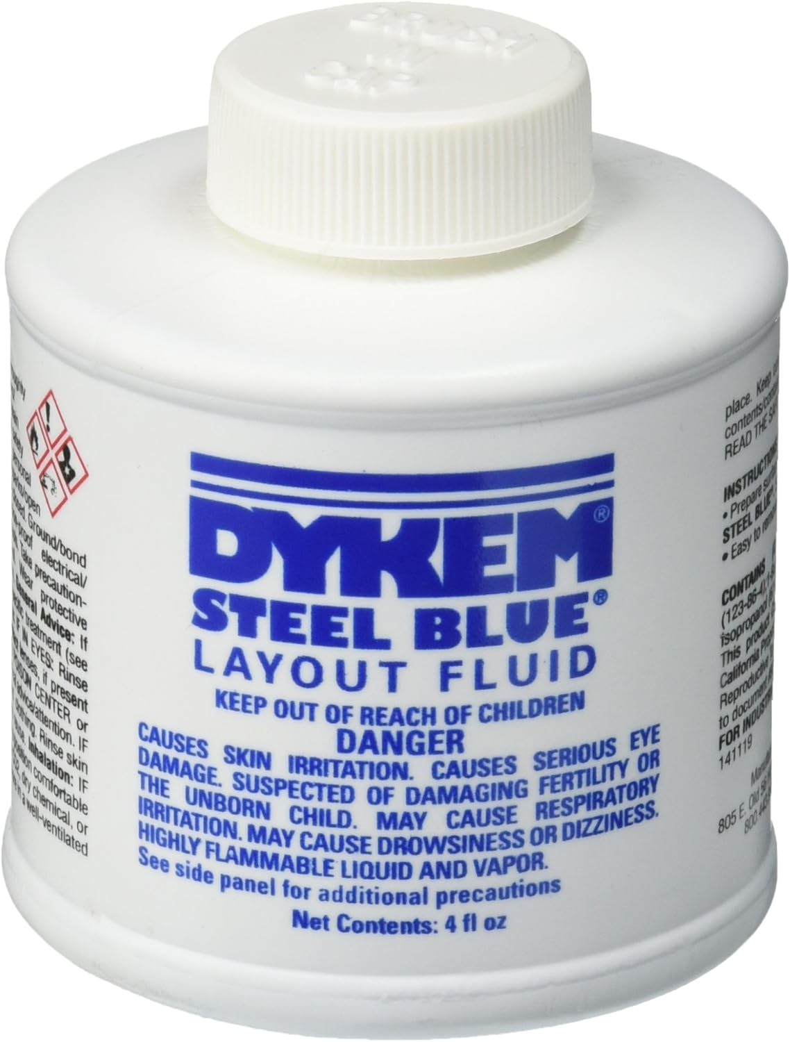 Dykem 80300 Steel Blue Layout Fluid Brush-In-Cap (4Oz)