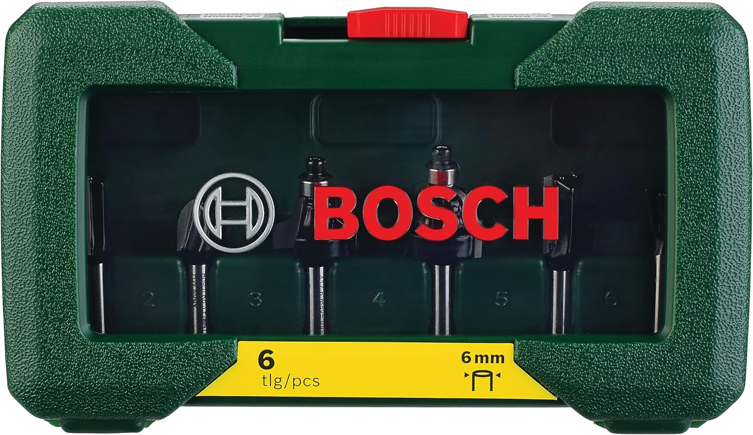 Bosch 6-Piece Hard Metal Router Bit Set (For Wood, Shank &Oslash; 6 Mm, Accessory Routers) image number 1