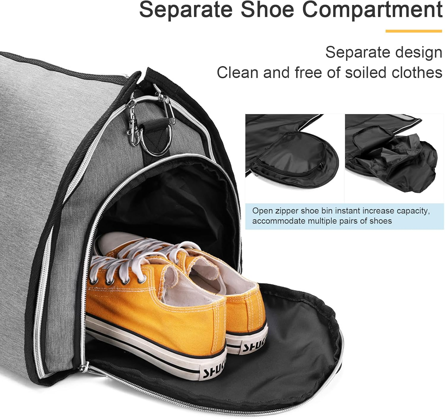 Garment Bag for Travel, Convertible Garment Duffel Bag with Shoes Compartment, 3 in 1 Waterproof Hanging Suitcase Suit Travel Bags Weekender Bag, Large Travel Duffel Bag for Men Women (Black)