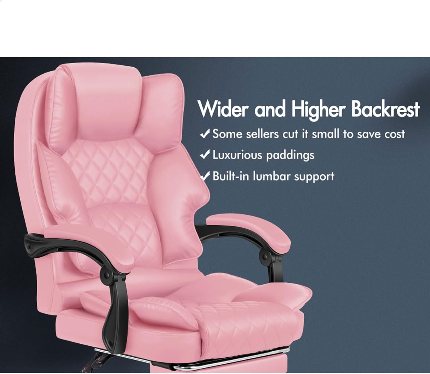 ALFORDSON PU Leather Pink Office Chair with High Backest Footrest for Home, Ergonomic Chair with Massage, 150&deg; Recline and 360&deg; Swivel, Gaming Executive Computer Racer Seater Adjustable Height
