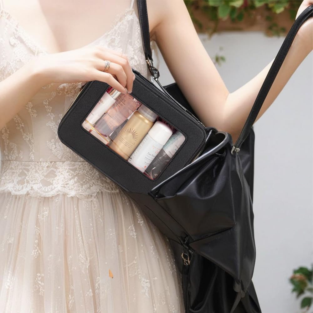 DDPOND Clear Makeup Bag, Small Makeup Bag TSA Approved Toiletry Bag Cosmetic Travel Bag Cute Makeup Bag Organizer Makeup Case Pouch Car Essentials for Women Men - Mini Pink image number 7