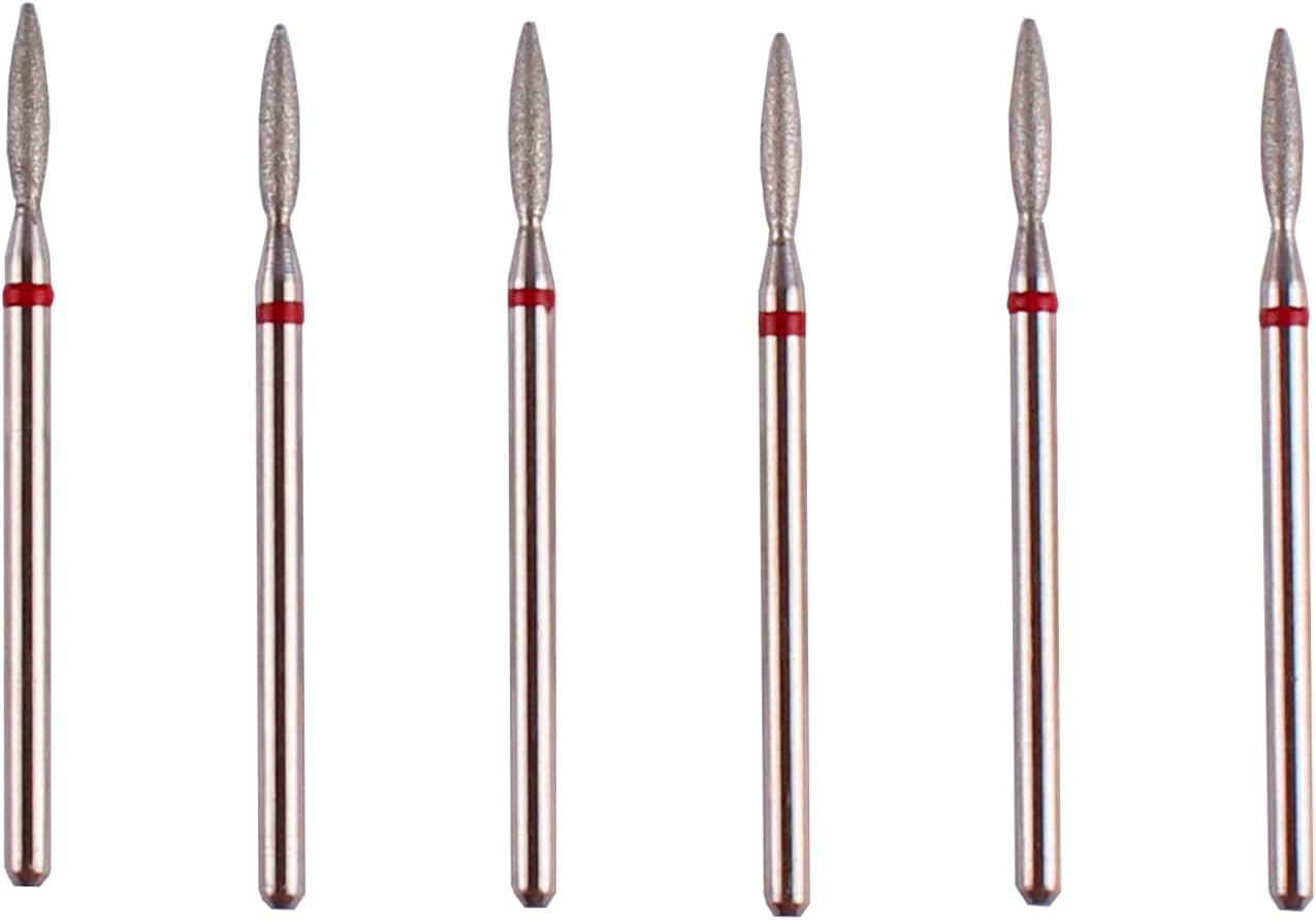 MZCMSL 6Pcs Small Flame Cuticle Bits, Pro Diamond Nail Drill Bits for Nail Prep, 3/32 Shank Electric Nail Tool
