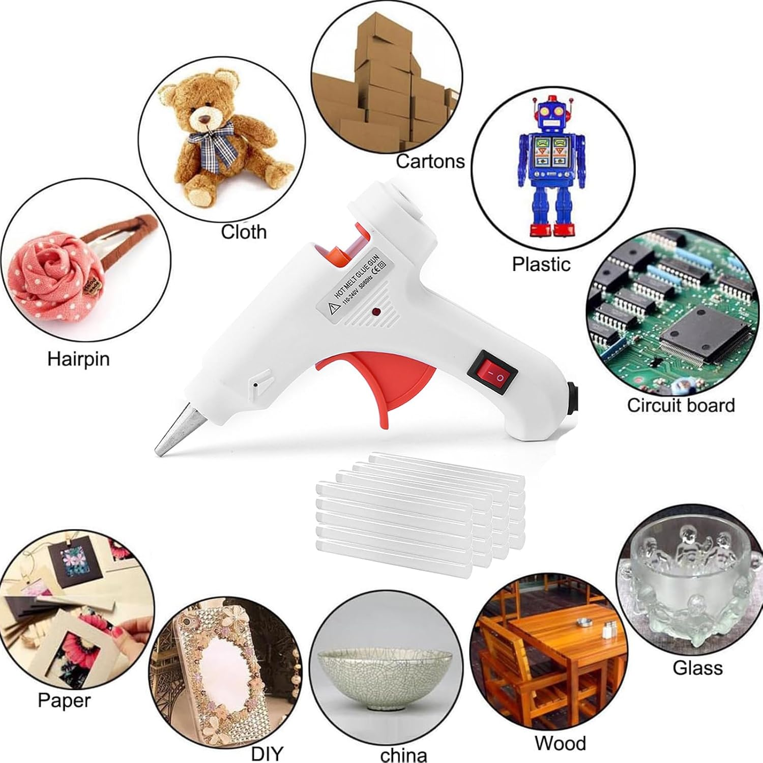 Visuivit Hot Glue Gun, Mini Glue Gun and Sticks Set with 40Pcs Glue Sticks High Temp Glue Gun for School Crafts DIY Arts Quick Home Repairs, 20W (White, Transparent Glue Stick)