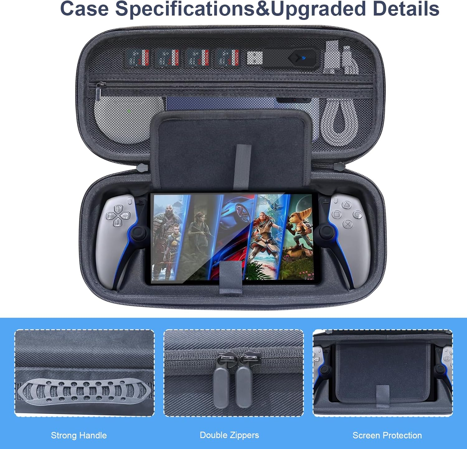 Carry Case Designed for Playstations Portal Remote Player for PS5 Console Holds Accessories,Compatible with Playstations Remote Player Accessories and Charger Travel Storage Protection Case(Black2)