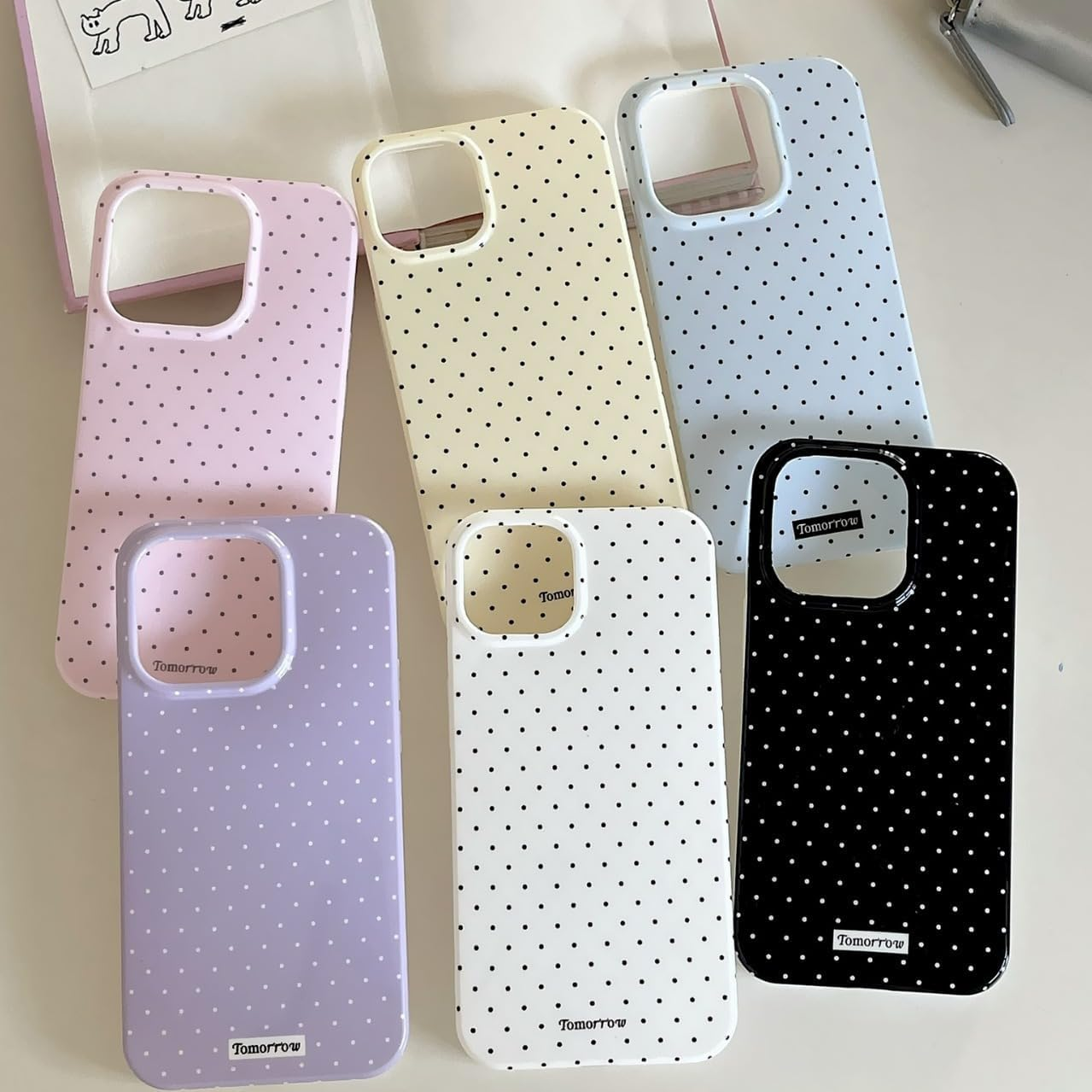 Inewateri Compatible for Iphone 15 Case with Cute Fashion Polka Dot Aesthetics Design Simple Cases for Soft TPU Slim Protection Cover-White
