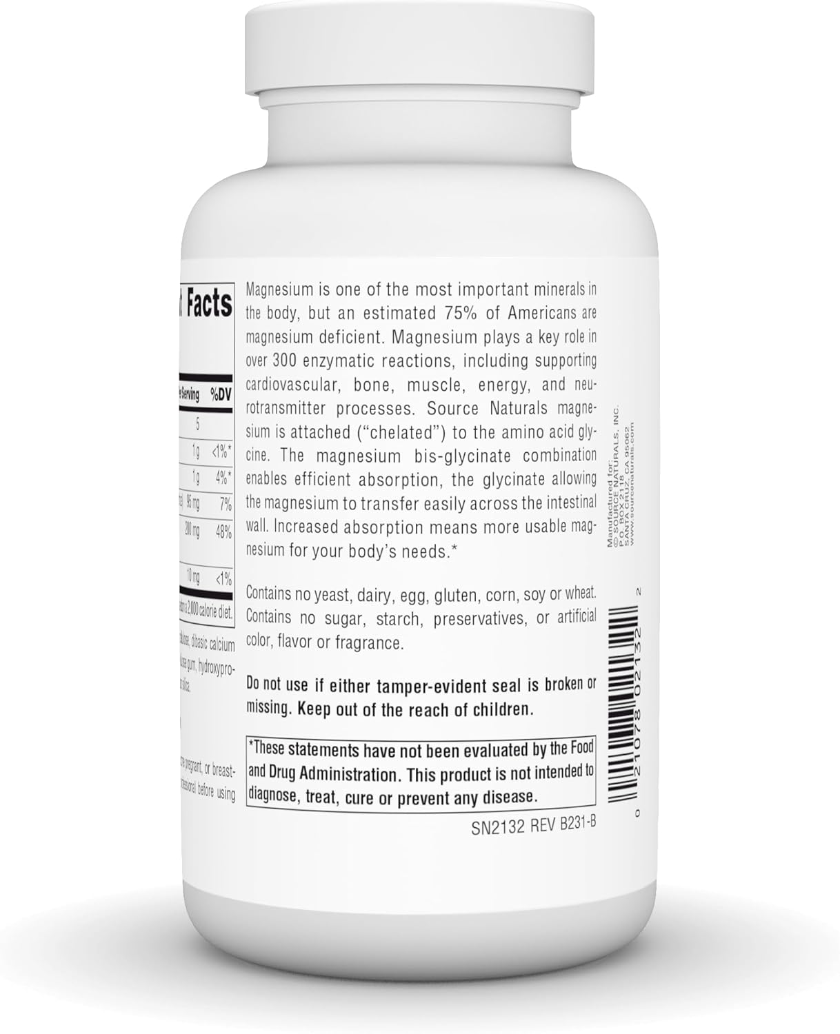 Source Naturals Magnesium Bis-Glycinate - 120 Count image number 3
