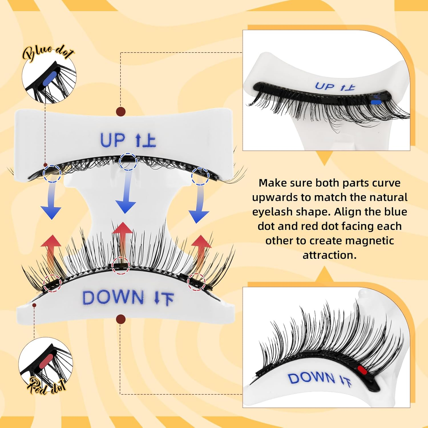 QUEWEL 2 Pairs Magnetic Eyelashes Natural Look, No Glue Needed Eyelashes Magnetic Reusable Magnetic Lashes Kit with Applicator Easy to Wear and Remove(Gd-Cx-C+F) image number 2
