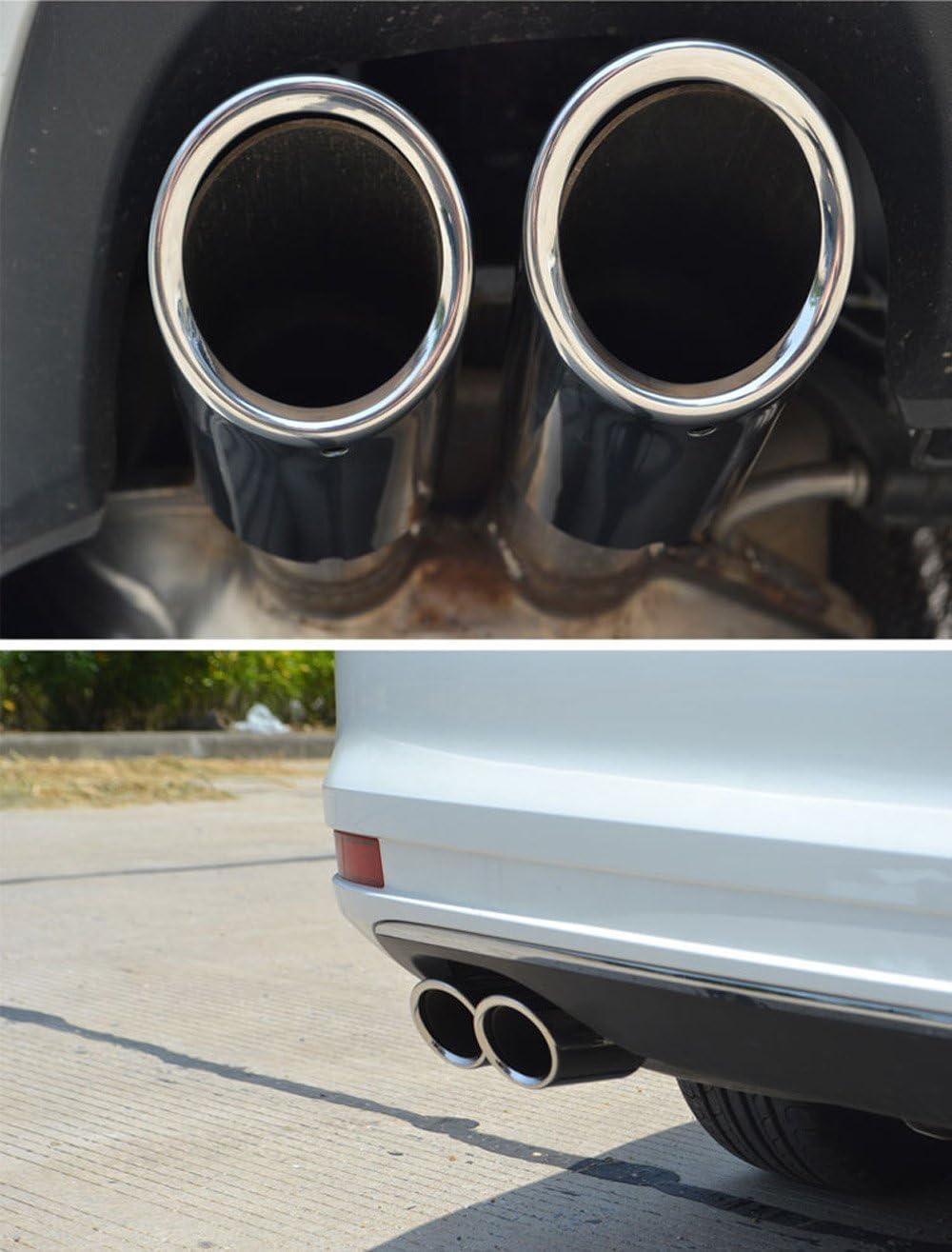 Dsycar Stainless Steel Car Exhaust Muffler Tip Pipes Covers for VW Volkswagen Jetta 2009-2018 / SAGITAR 2011-2015 / Polo 2012-2014 / Golf 7 2013-2015 (Silver)